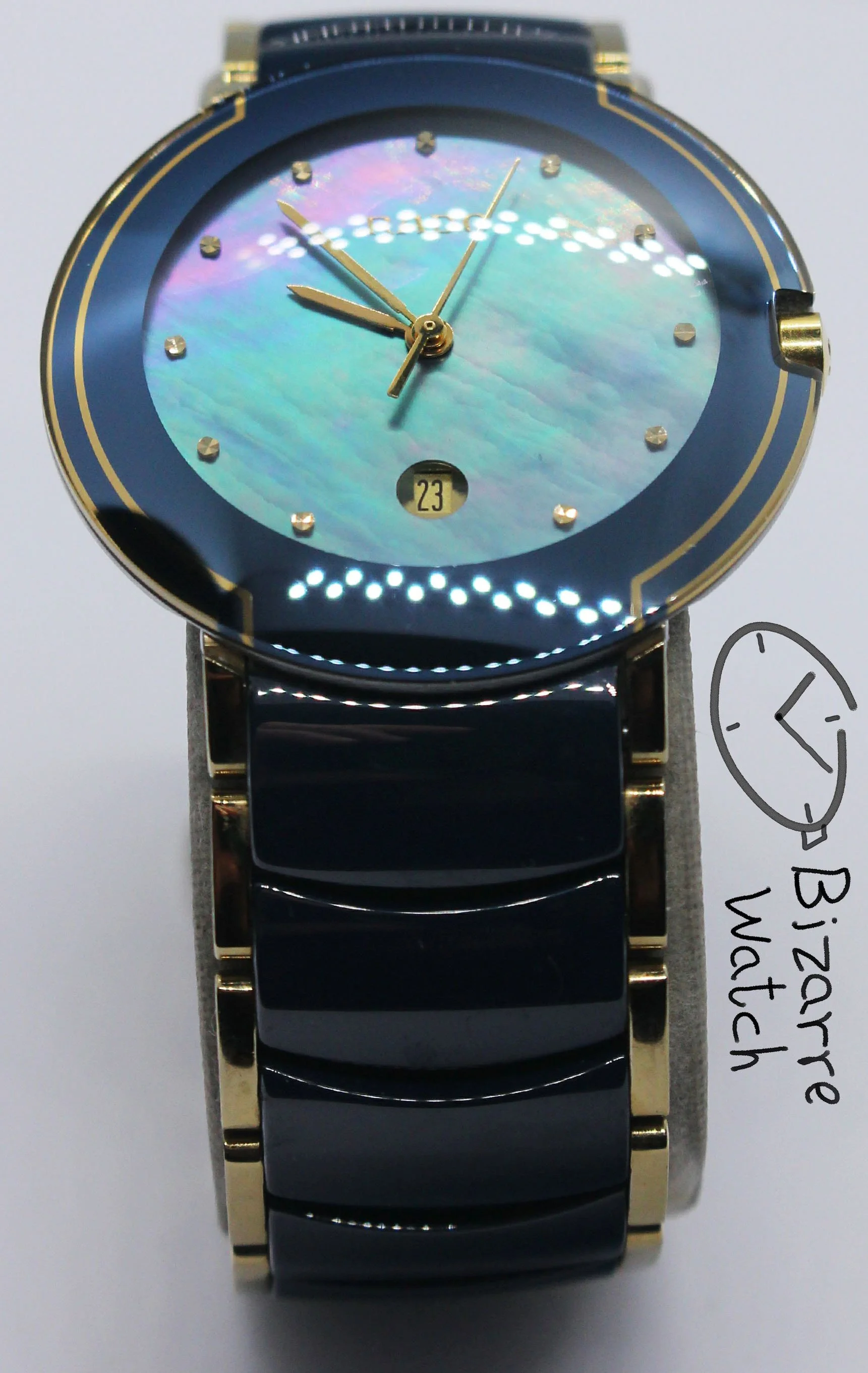 vintage MOP mother of pearl Dial Scratchproof RADO Coupole 33mm Blue Ceramic 129.0358.3 Watch women men unisex bizarrewatch bizarre
