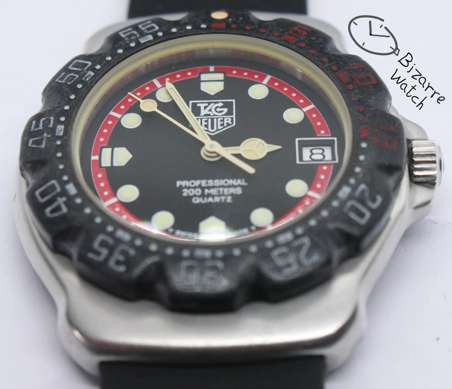 Vtg TAG Heuer Womens Watch 29mm 374.513 200M Black Dial New Battery 6.75\