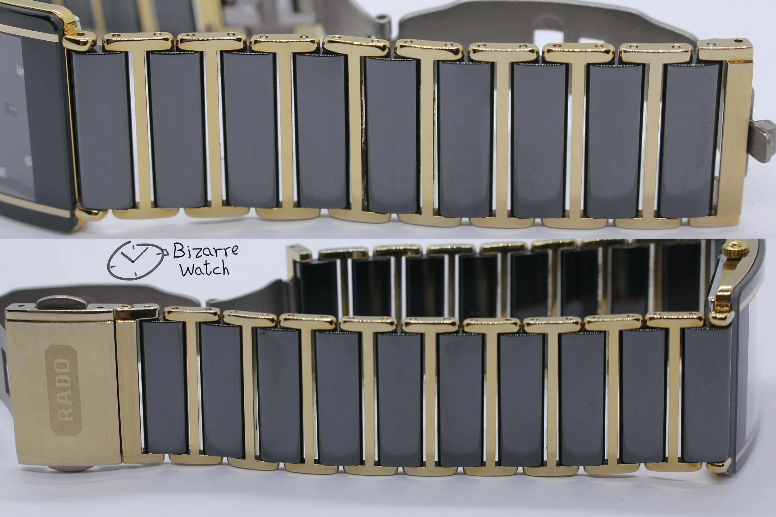 mirror reflection coin bracelet links scratchproof Jubilé Diamond Rado Jubile Gold Black Ceramic Diastar Integral 160.0282.3 Watch bizarre men women unisex