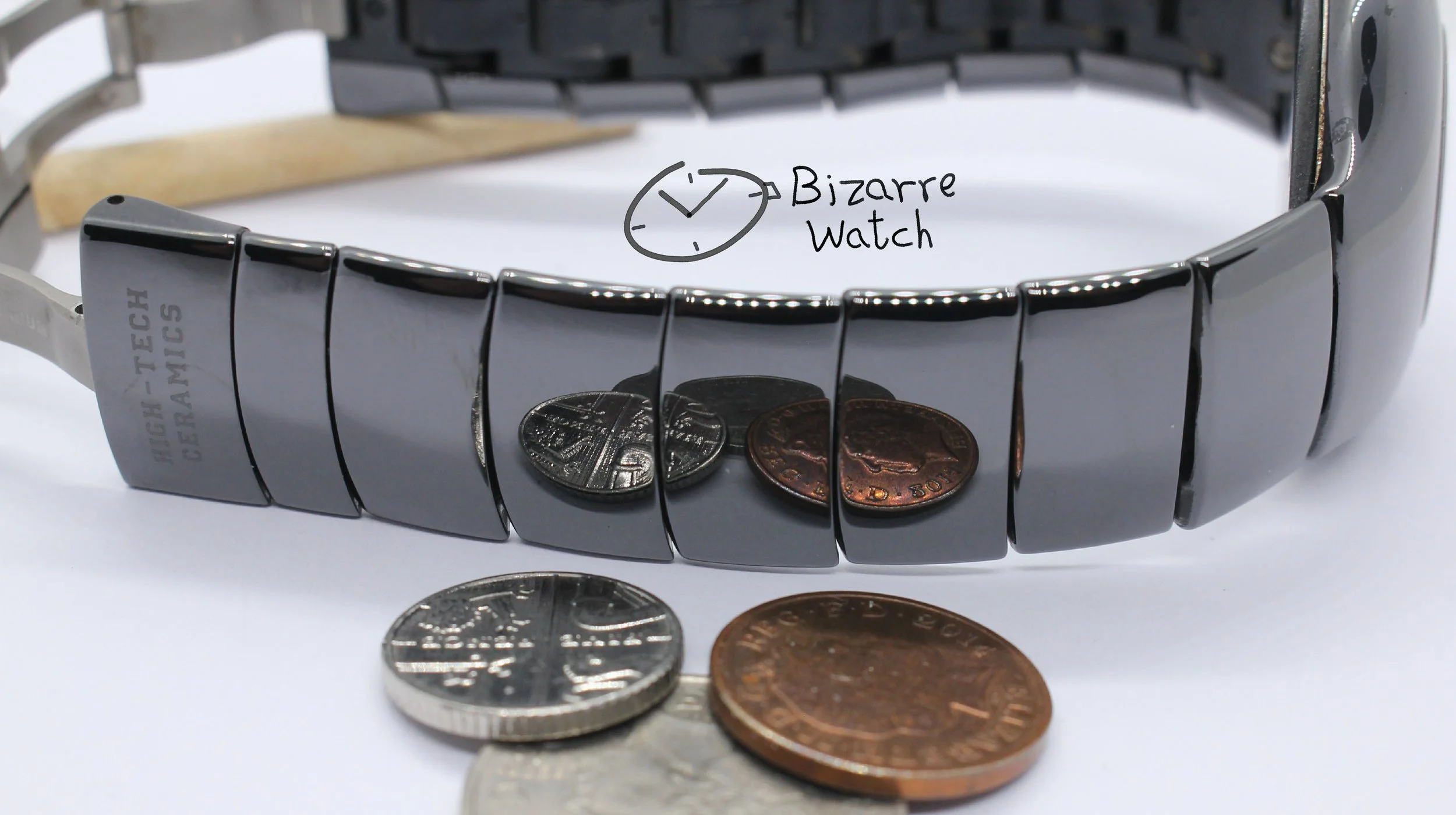 coin reflection mirror bracelet links Titanium Clasp 04438 Scratchproof Rado Xeramo Jubilé Jubile 37mm Black Ceramic 160.0453.3 Watch bizarrewatch bizarre men women unisex gents