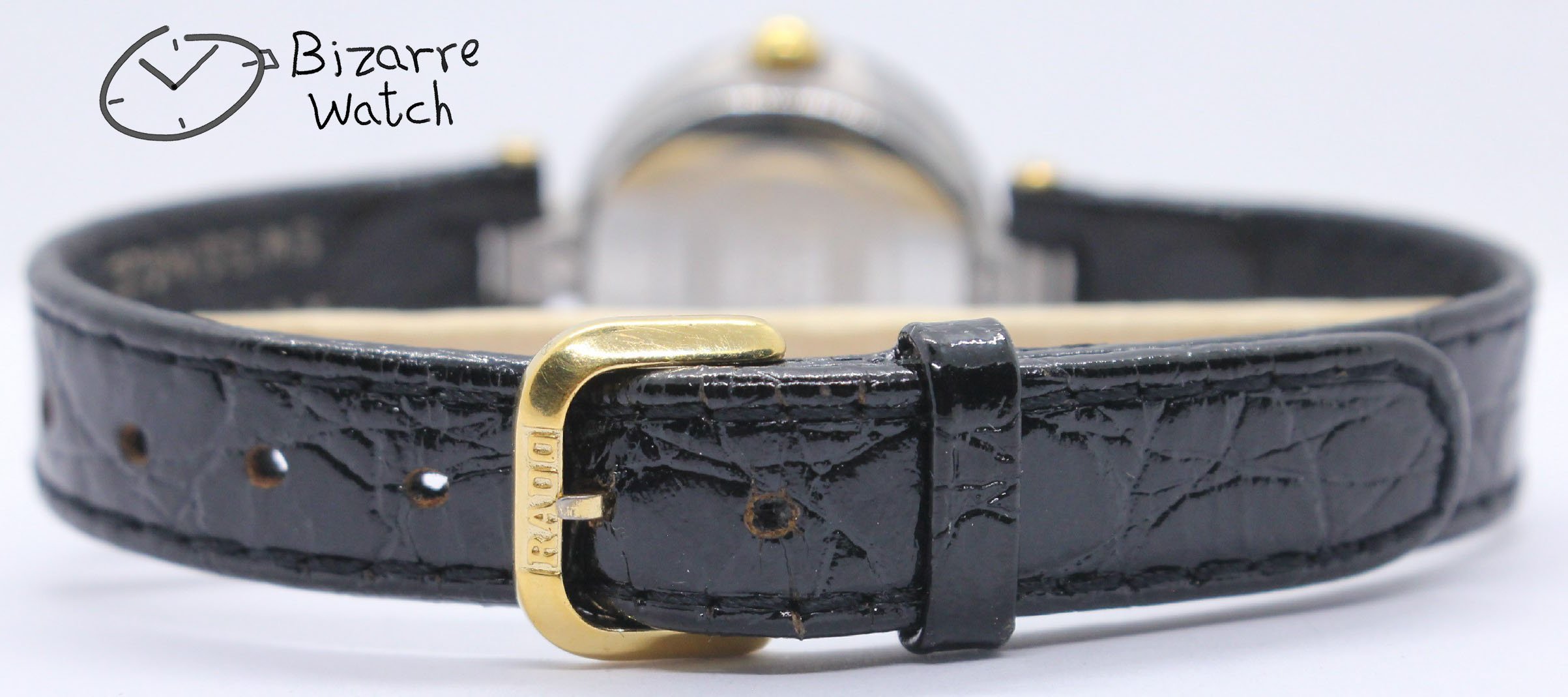 4 Diamonds 18K Gold Rado Coupole Jubile 204.3579.4N Domed Sapphire Crystal Extra Long Handmade Leather Strap Watch