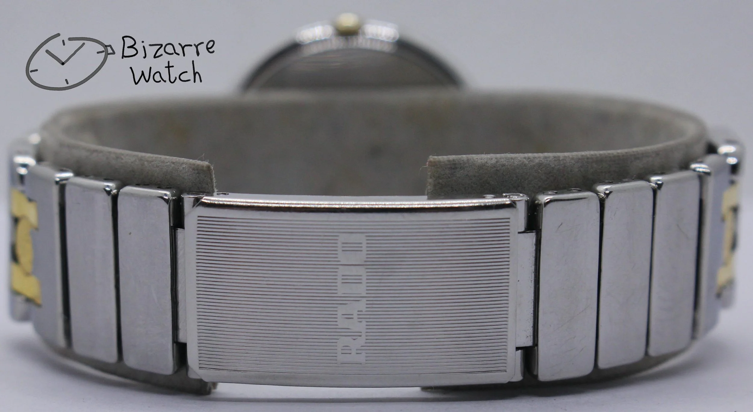 stainless steel clasp logo emblem band vintage Rado Florence 160.3568.2 bracelet round date yellow Two Tone Goldplated Watch bizarre bizarrewatch women men unisex used preowned