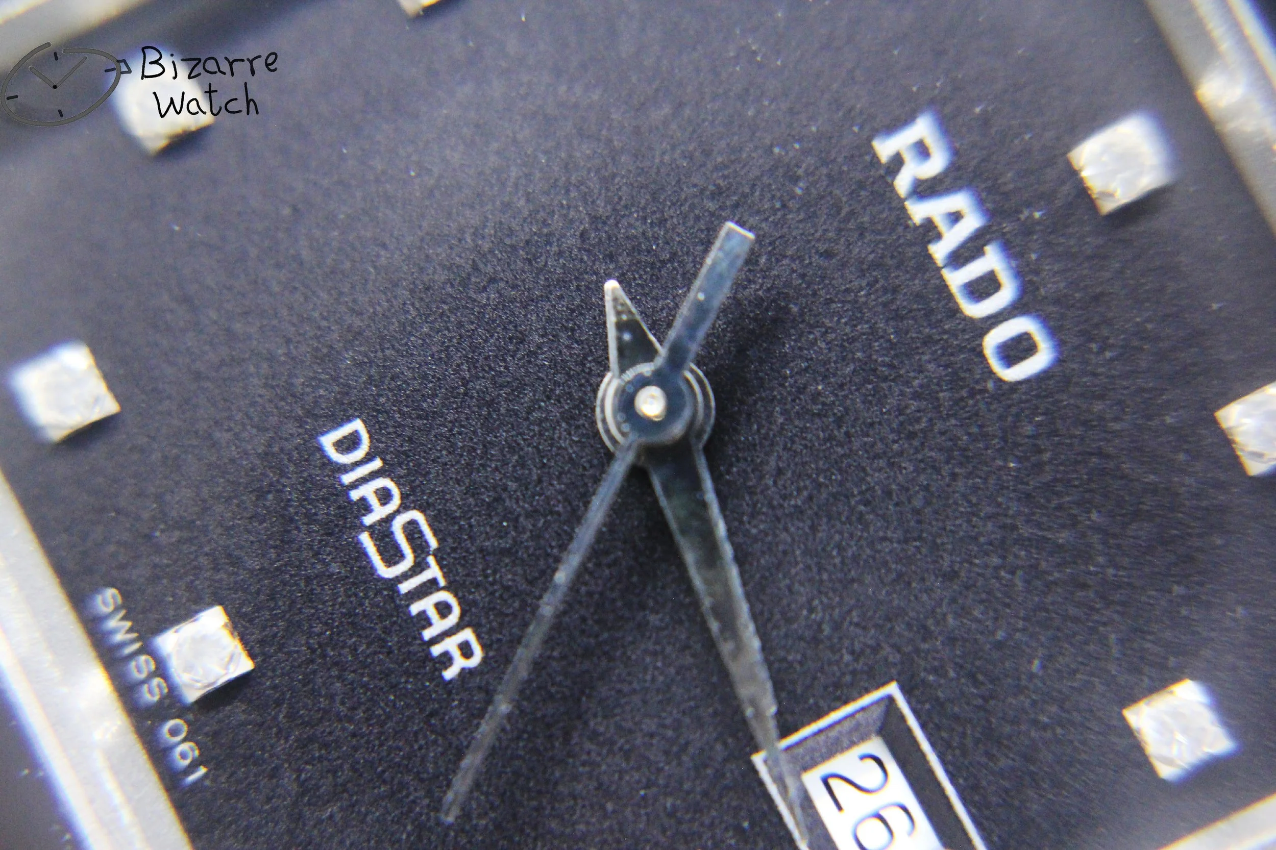 dial hands logo date crown  diamond diamonds rare black diamond silver Vintage Scratchproof Rado Diastar 129.0292.3 Tungsten Mirror Finish Unisex Watch men women