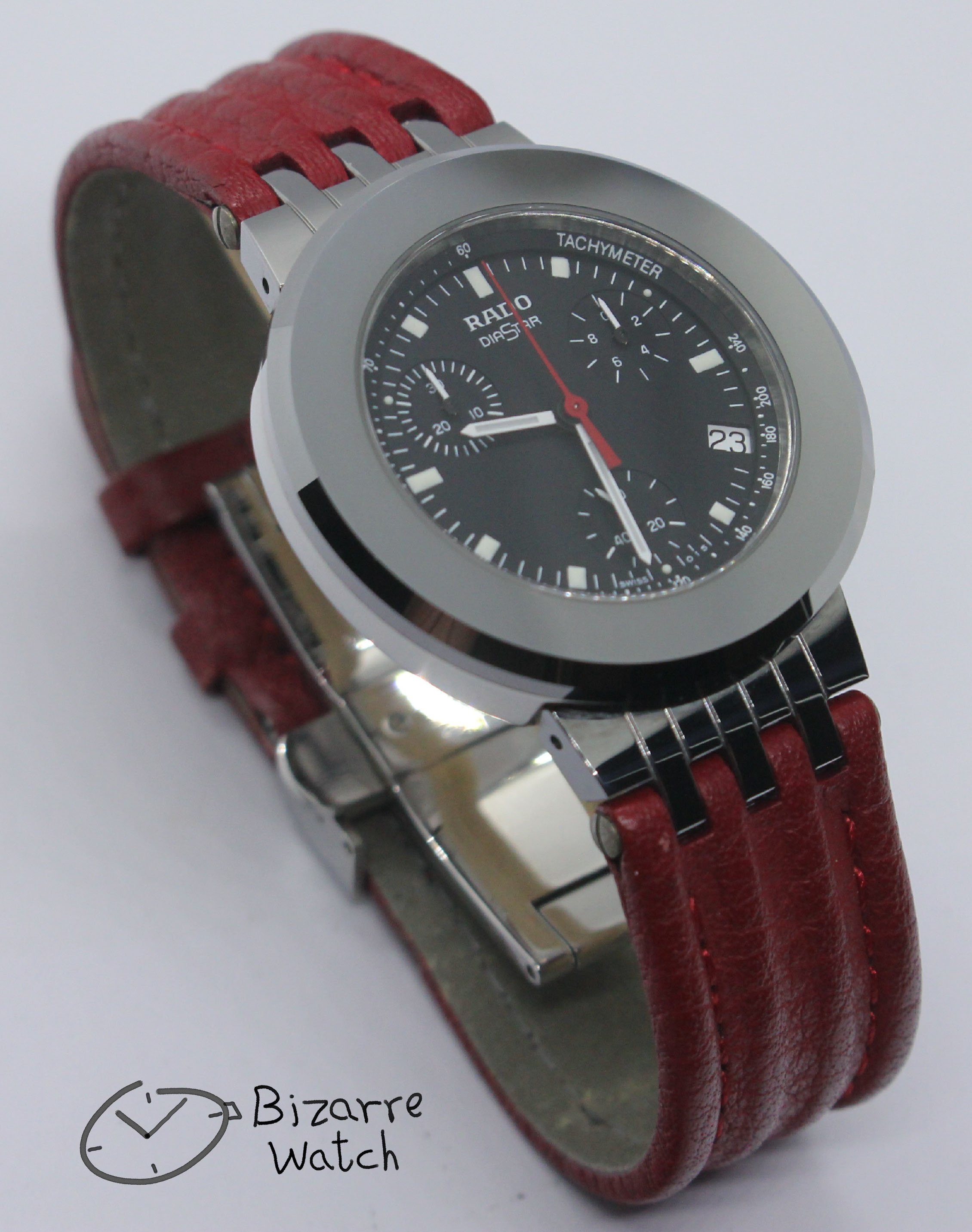 Rado Mini Diamaster Diastar 34mm Chronograph Tungsten Carbide Red 538.0470.3 women unisex men bizarrewatch