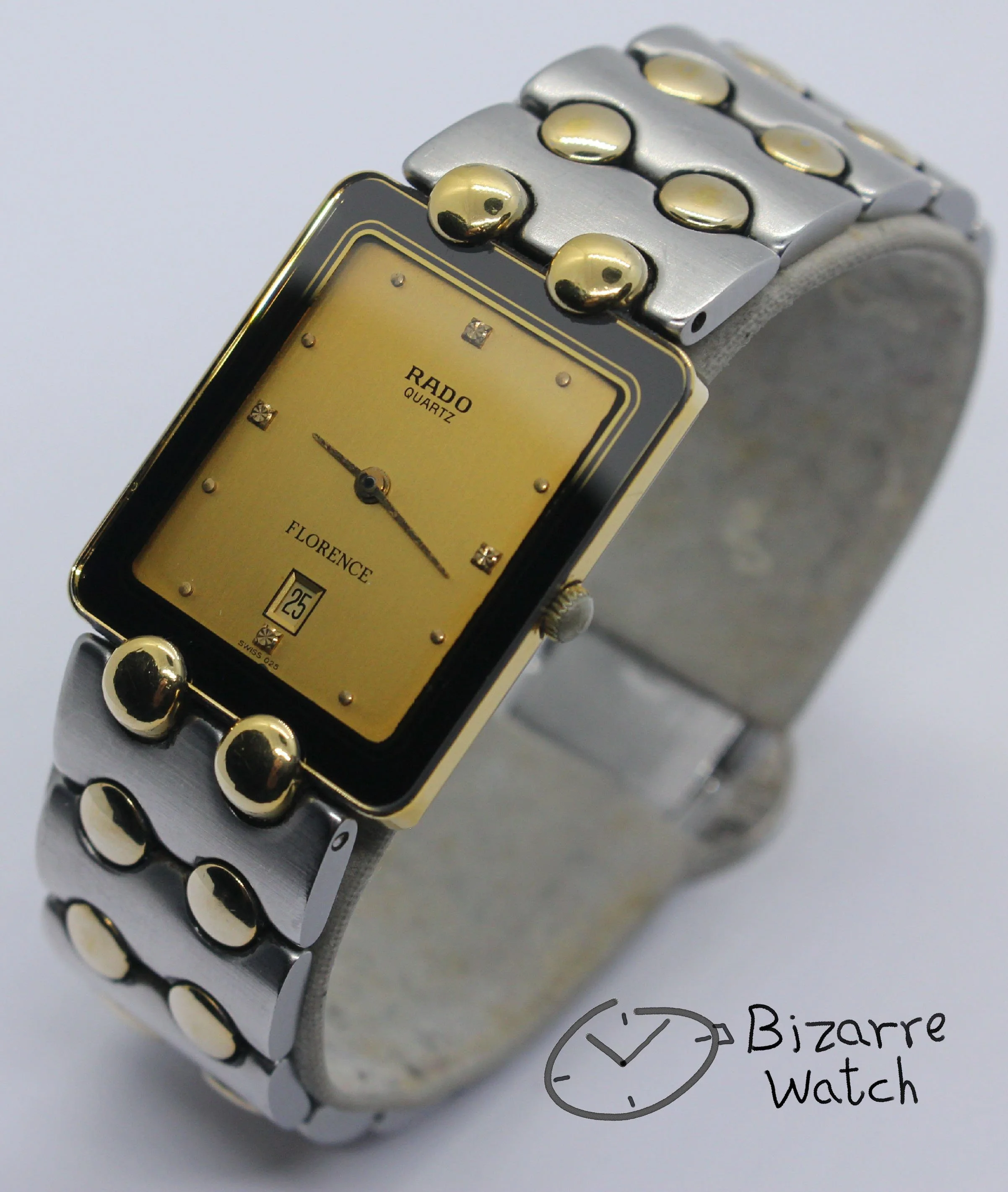 Vintage Goldplated 24mm Rado Florence 160.3530.2 Two Tone Bracelet Watch women men unisex used preowned pre-owned bizarre