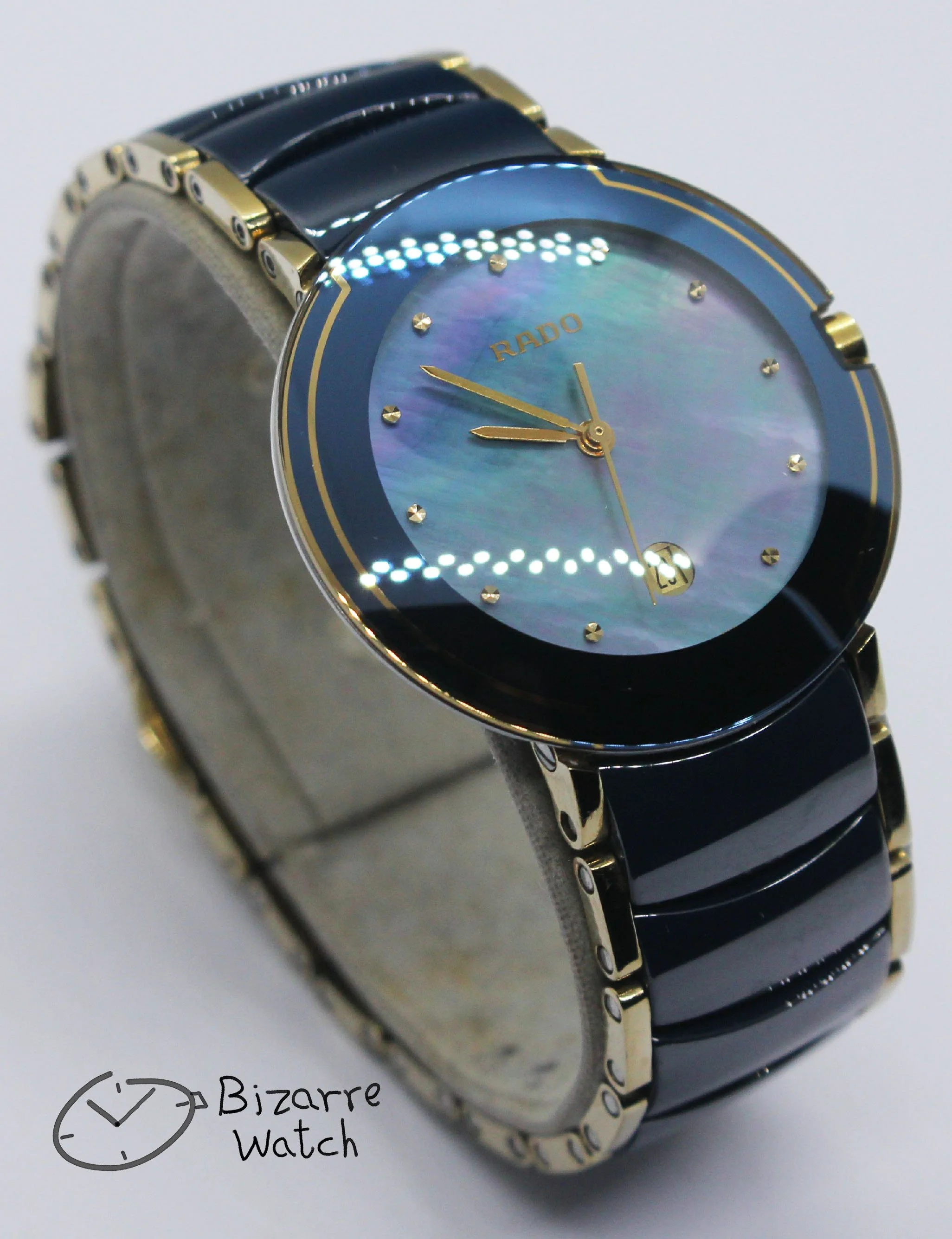 vintage MOP mother of pearl Dial Scratchproof RADO Coupole 33mm Blue Ceramic 129.0358.3 Watch women men unisex bizarrewatch bizarre