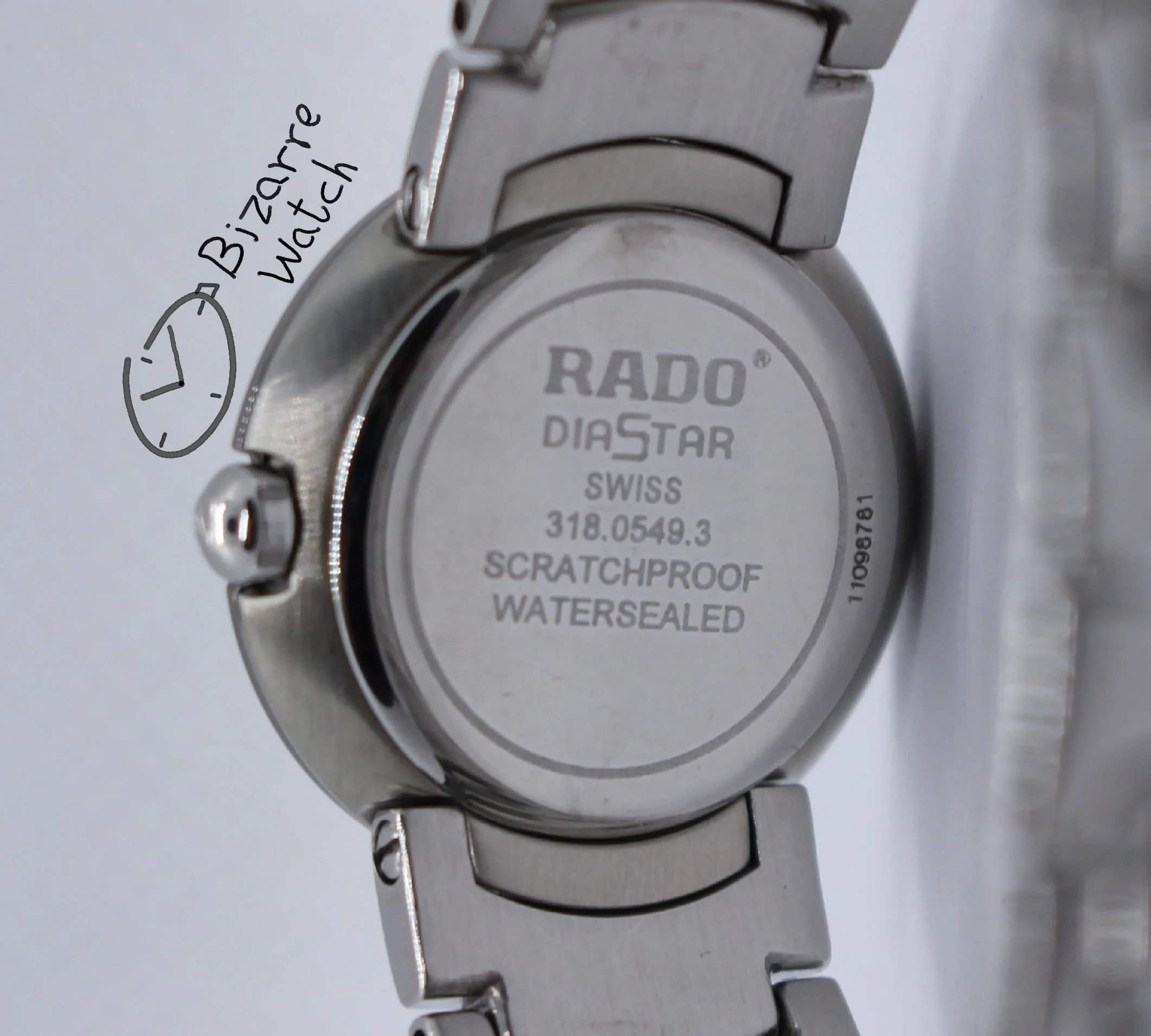 caseback stainless steel Ladies RADO Coupole Diastar Silver Ceramic 318.0549.3 Domed Sapphire Watch women bizarre bizarrewatch