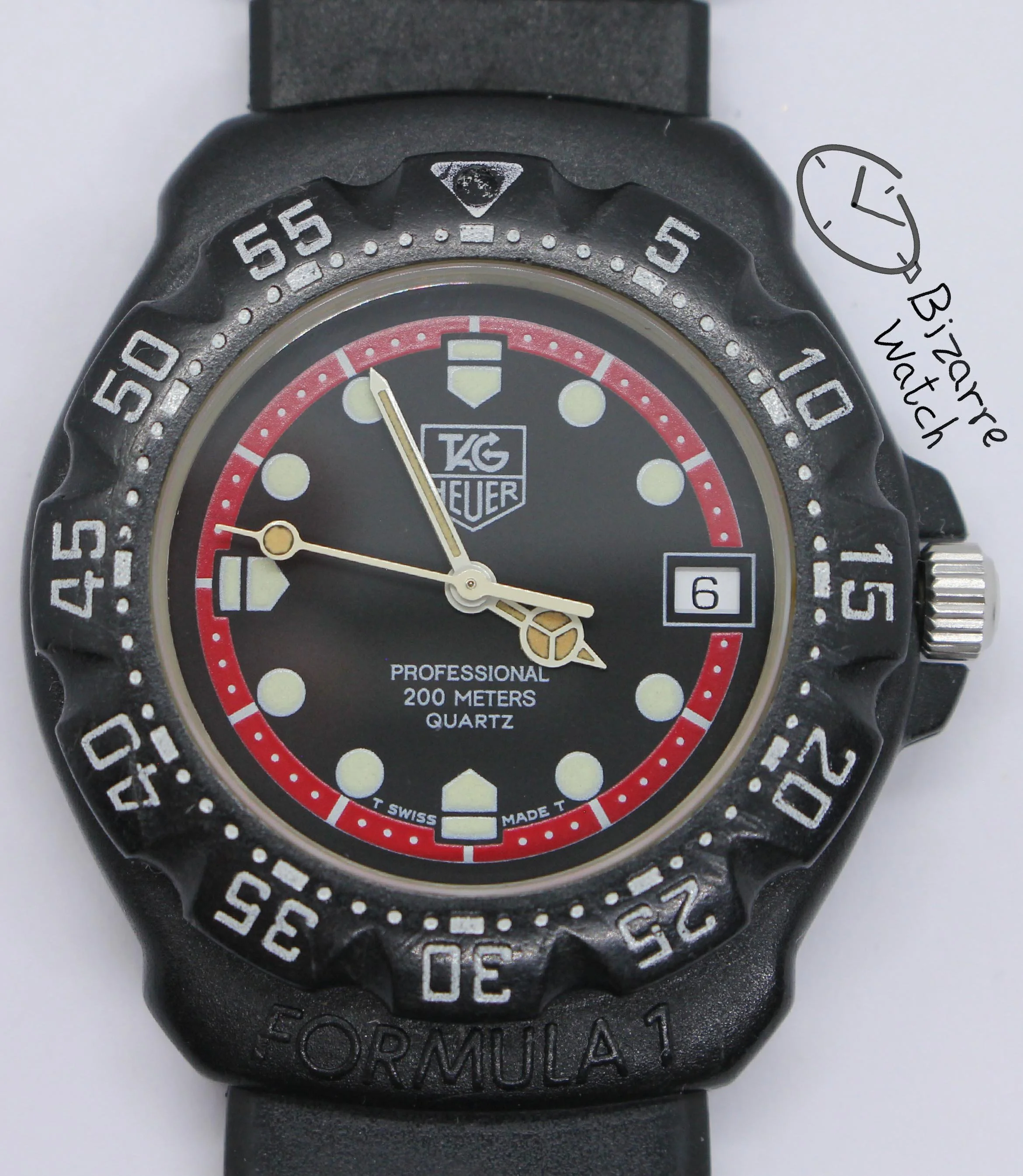 Vintage TAG HEUER Formula 1 200M All Black With Date 383.513 Watch men unisex