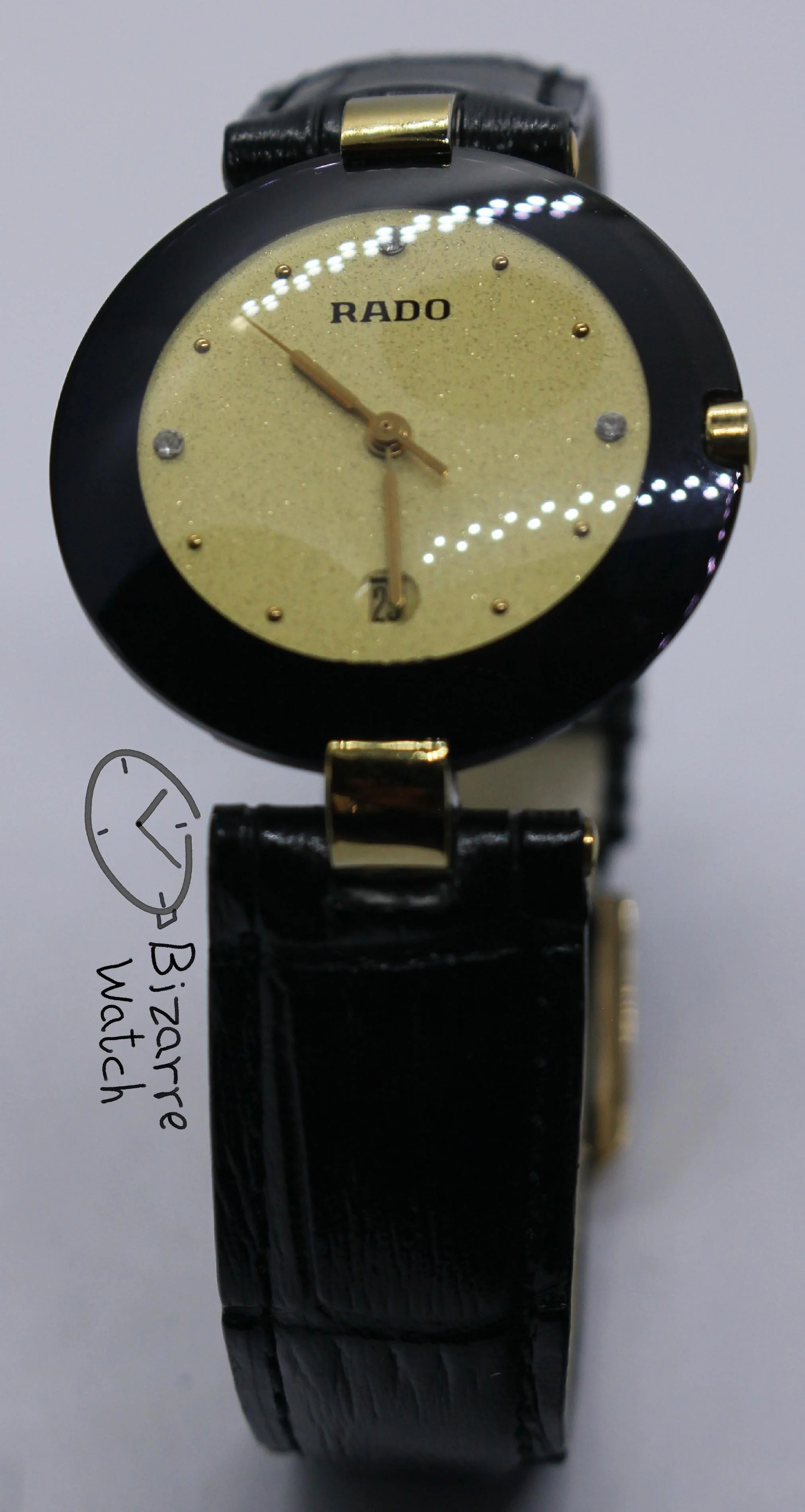 Rado La Coupole Yellow Dial 30mm 129.4077.4 129.4077.4n Domed Sapphire Leather Strap Watch women men unisex preowned used bizarre