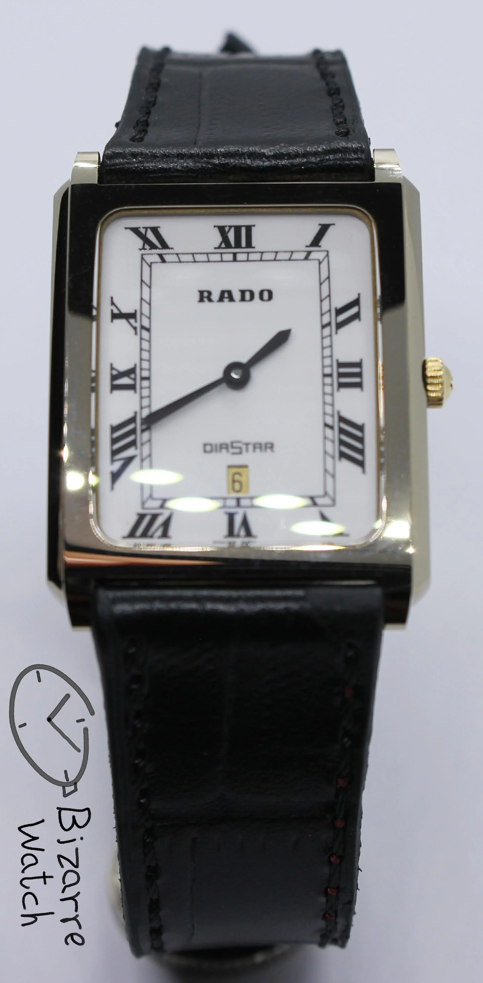 160.0394.3 vintage roman numerals date Scratchproof 26mm Rado Diastar Tungsten case Genuine Leather Watch men women unisex bizarre