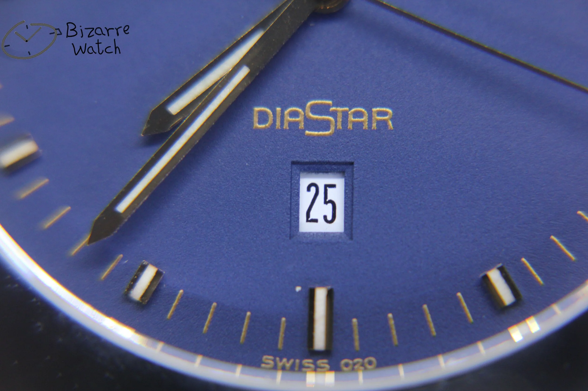 hands logo date dial 020 vintage used preowned pre-owned Scratchproof Navy Blue Rado Diastar 35mm Tungsten Carbide Bezel 152.0341.3 Watch bizarrewatch bizarre