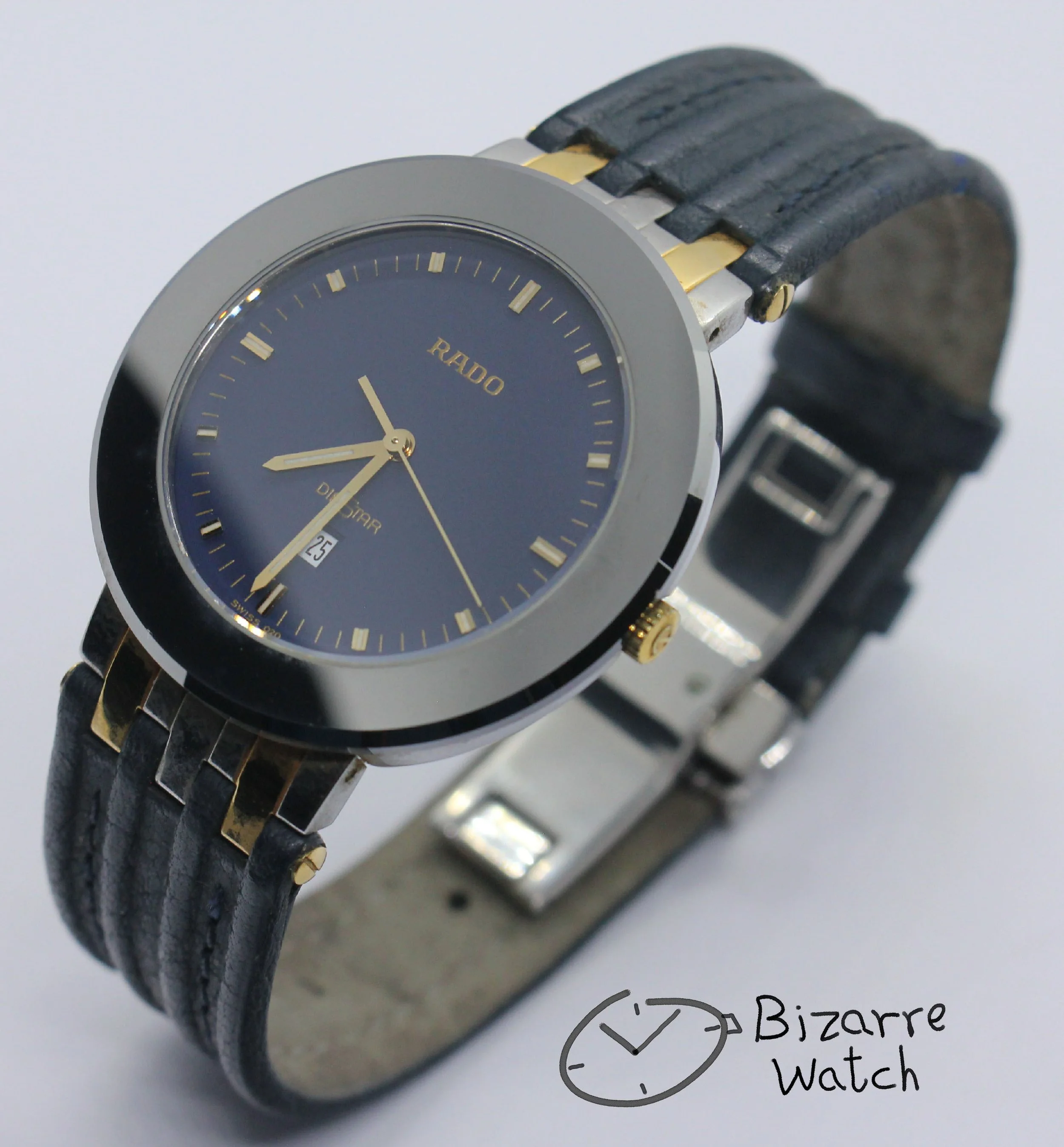 vintage used preowned pre-owned Scratchproof Navy Blue Rado Diastar 35mm Tungsten Carbide Bezel 152.0341.3 Watch bizarrewatch bizarre
