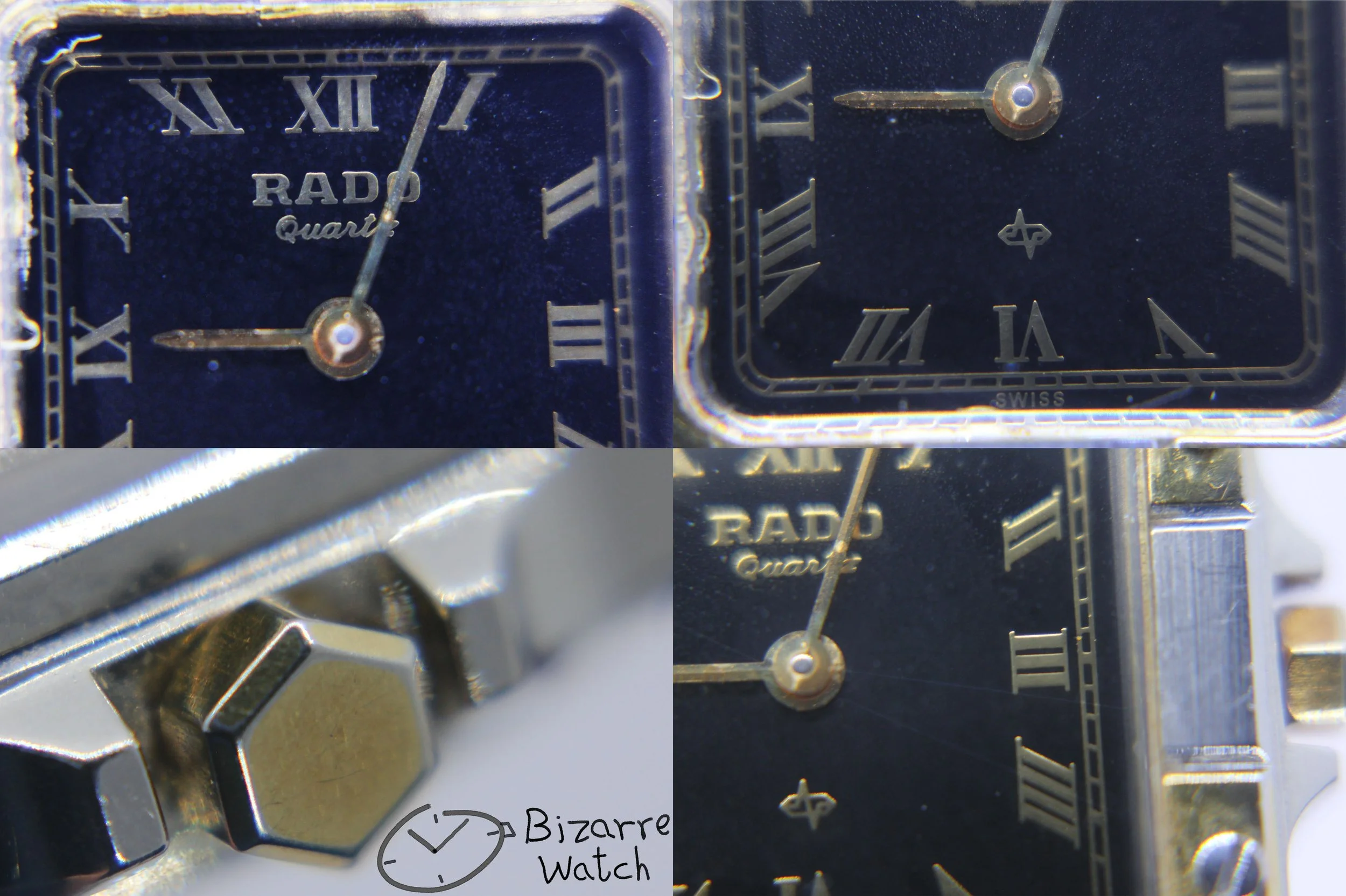 crown hands logo dial cartier Vintage Ladies Rado De Santos Homage 24mm Goldplated 133.9006.4 Black Dial Watch bizarre bizarrewatch