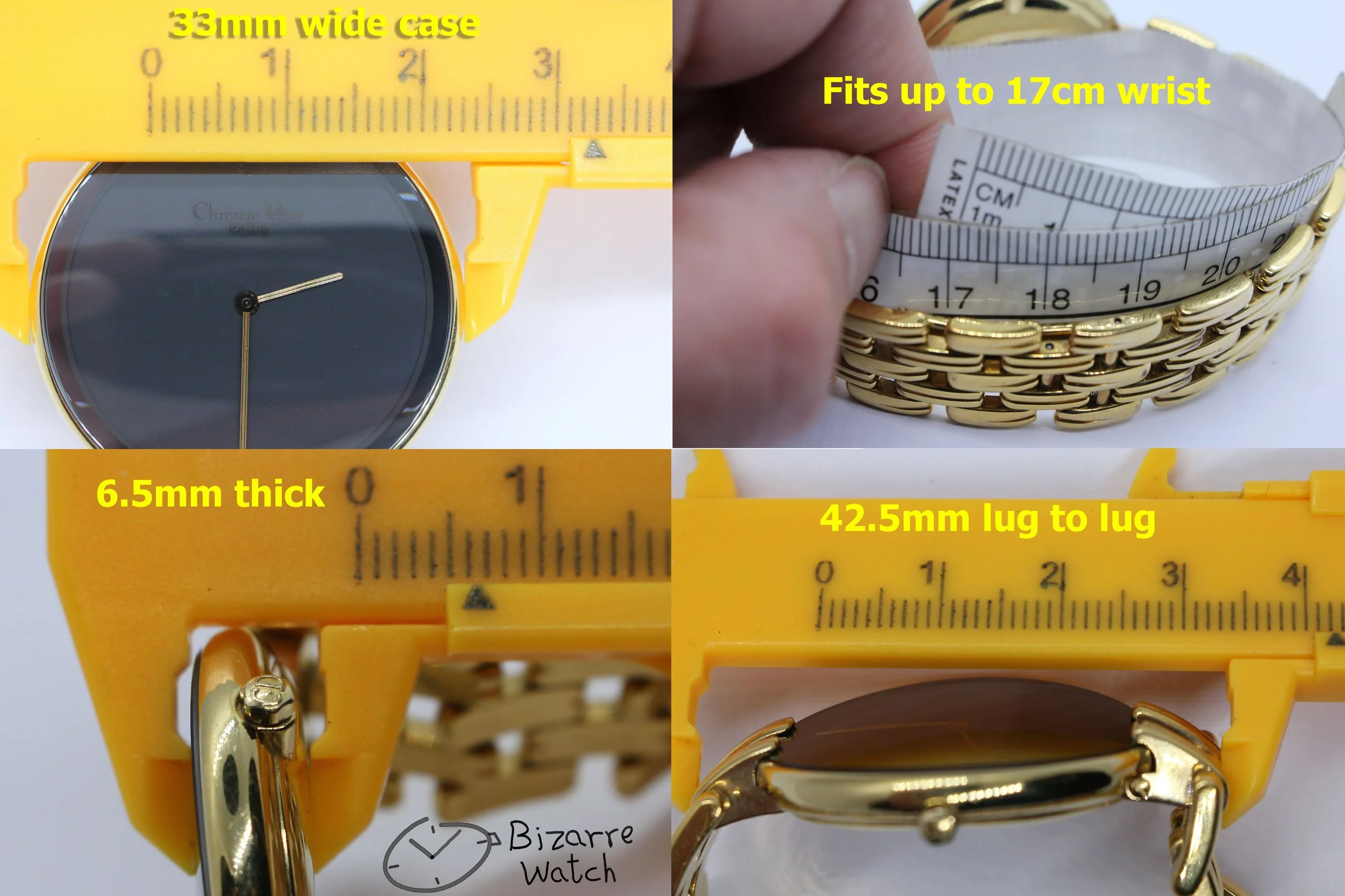 D47.154.4 D47-154-4 size dimensions wrist sterile dial logo vintage electro gold plating Goldplated Curved Sapphire Christian Dior Bagheera D74.154.4 D74-154-4 Watch bizarre women men ladies