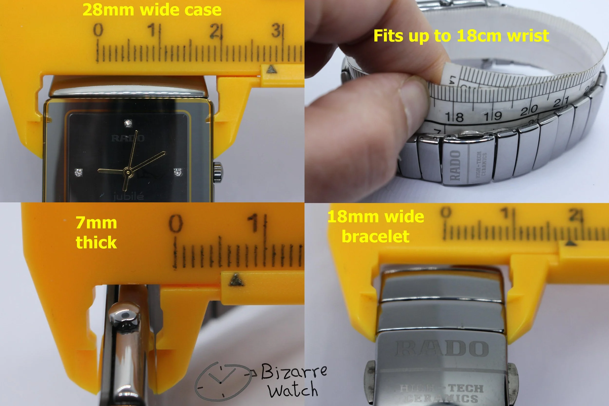 size dimensions wrist diamond vintage scratchproof Rado Sintra jubile jubilee Jubilé Mirror Silver 152.0332.3 Ceramic Titanium Watch women men unisex bizarre