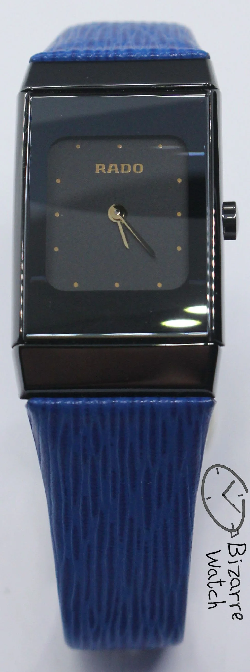 vintage nos New Old Stock Scratchproof Rado Ceramica Diastar 963.0350.3 Black Ceramic Blue Strap Watch bizarre women ladies