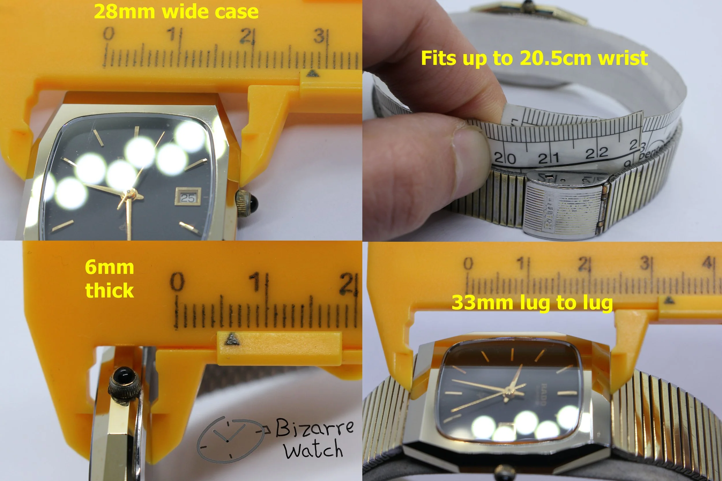 wrist size dimensions goldplated gold plated bracelet Vintage Scratchproof Rado Diastar 129.9500.9 Tunsgten Carbide Goldplated Watch men women unisex pre-owned pre-owned bizarre