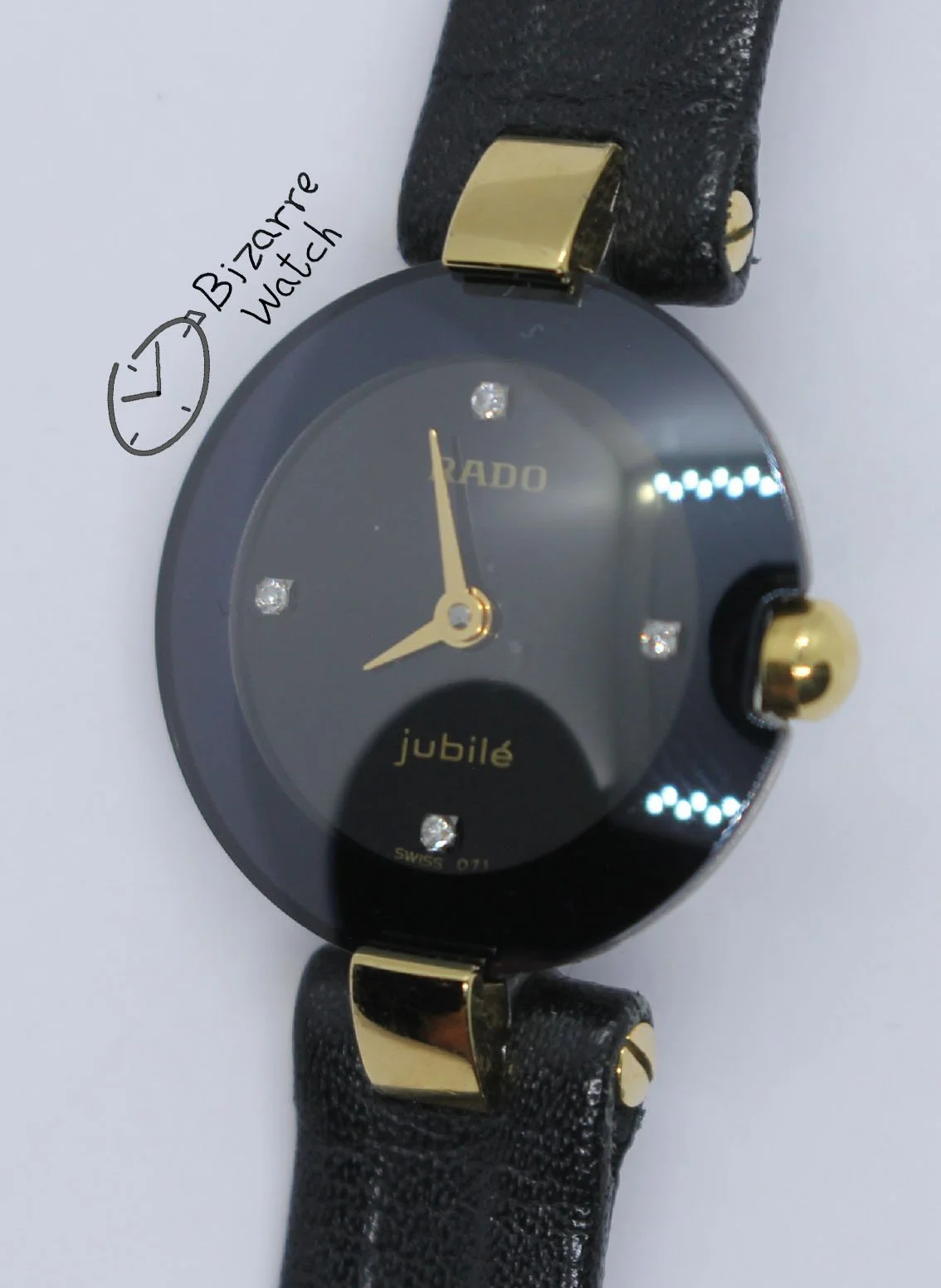 4 Diamonds 18K Gold Rado Coupole Jubile 204.3579.4 204.3579.4N Domed Sapphire Crystal original Leather Strap Watch