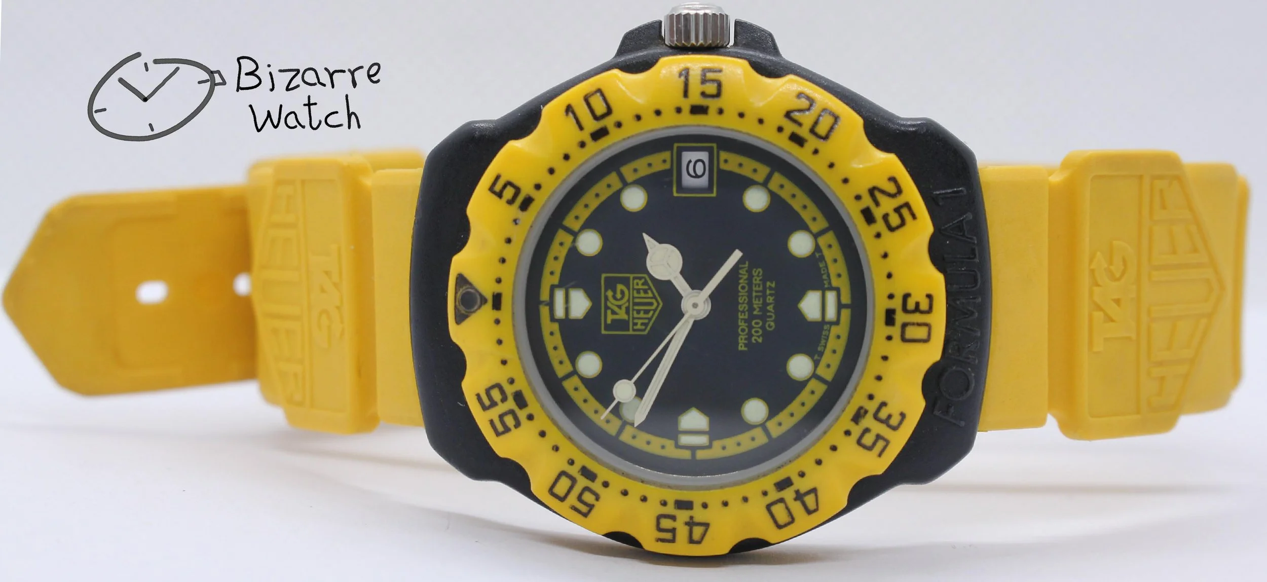 Vintage TAG HEUER Formula 1 200M Yellow Black 380.513 380.513/1 Yellow Watch men unisex women ladies gents bizarre