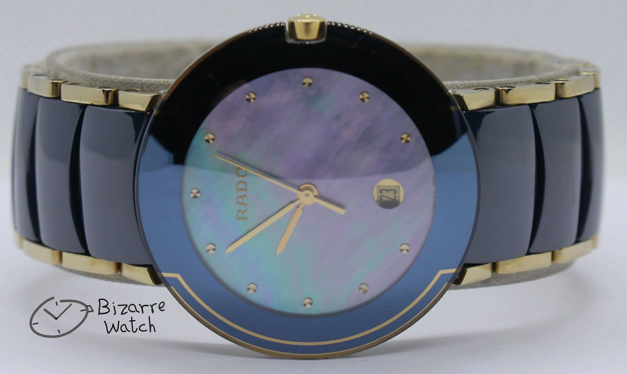 polarised polarized lens view vintage MOP mother of pearl Dial Scratchproof RADO Coupole 33mm Blue Ceramic 129.0358.3 Watch women men unisex bizarrewatch bizarre