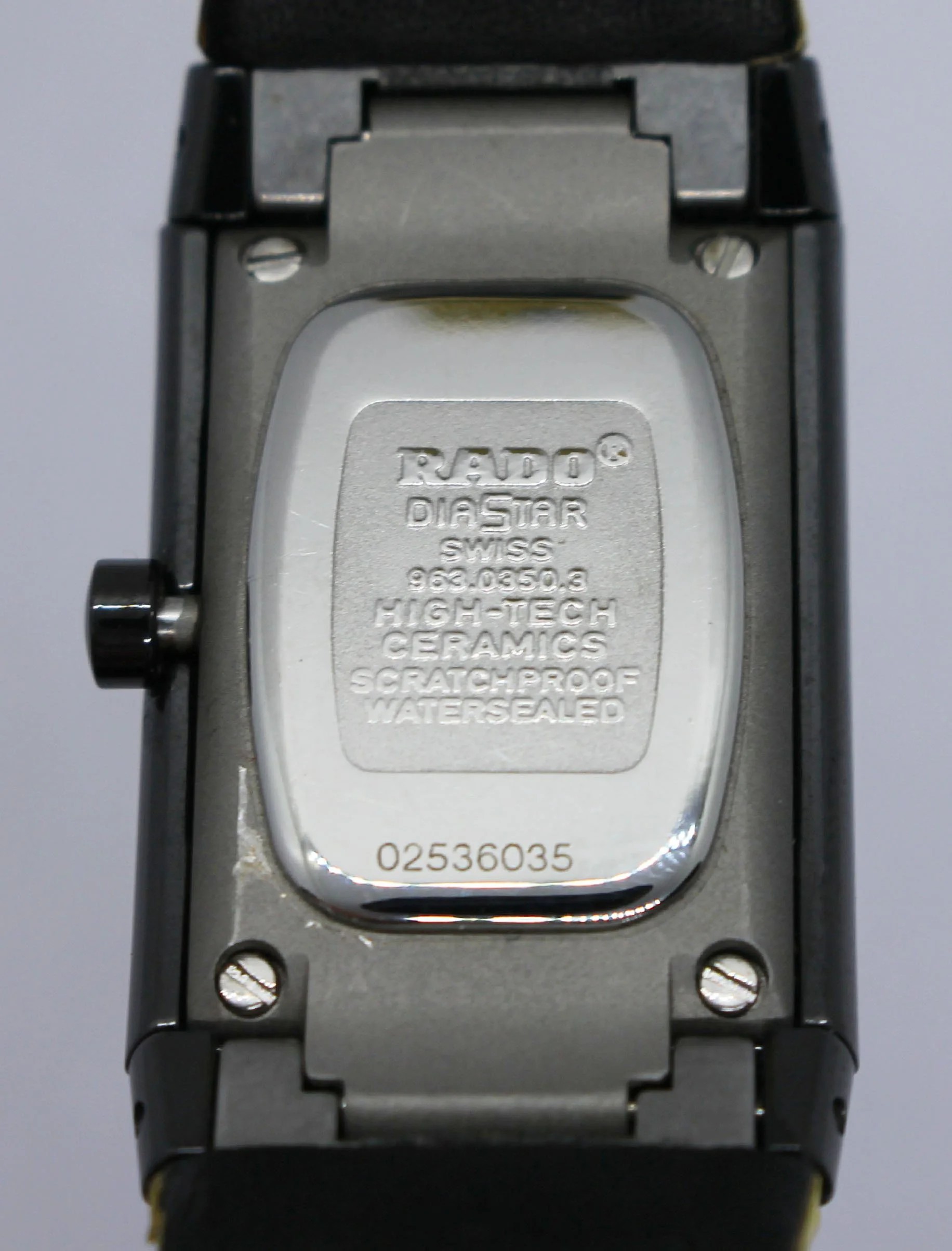 caseback vintage Scratchproof Rado Ceramica Diastar 963.0350.3 Black Ceramic Yellow Strap Watch ladies women