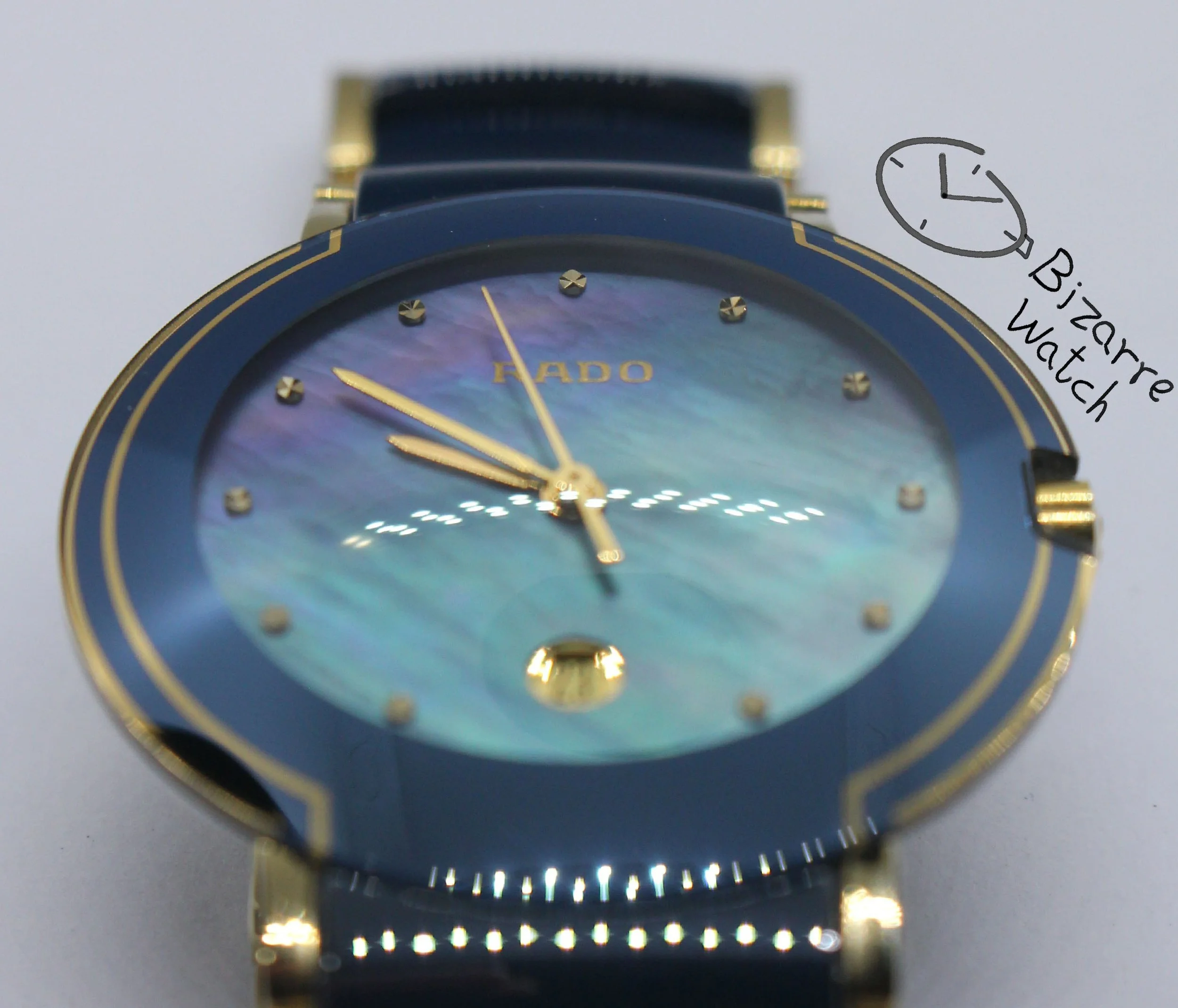 polarised polarized lens view vintage MOP mother of pearl Dial Scratchproof RADO Coupole 33mm Blue Ceramic 129.0358.3 Watch women men unisex bizarrewatch bizarre