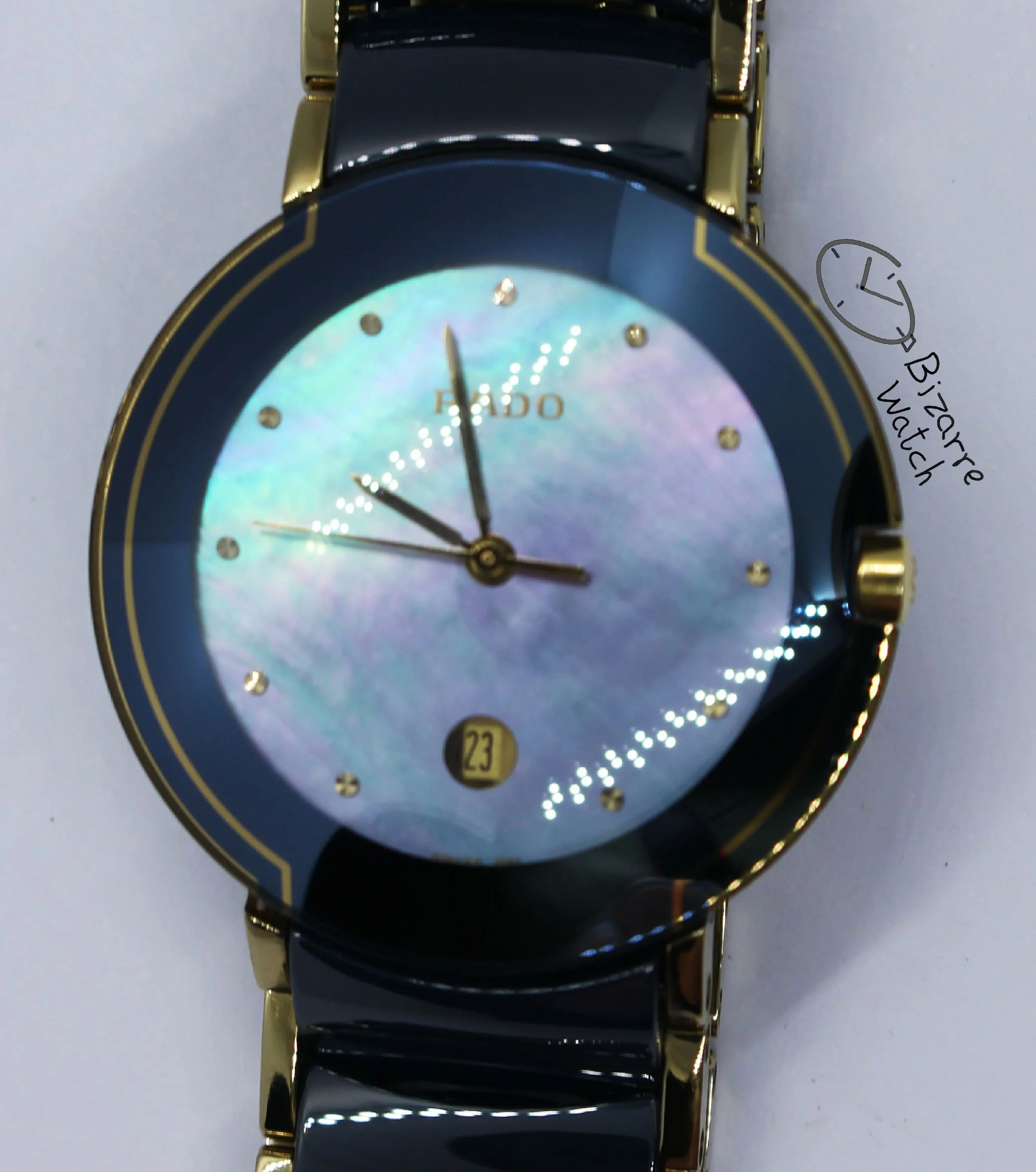 vintage MOP mother of pearl Dial Scratchproof RADO Coupole 33mm Blue Ceramic 129.0358.3 Watch women men unisex bizarrewatch bizarre