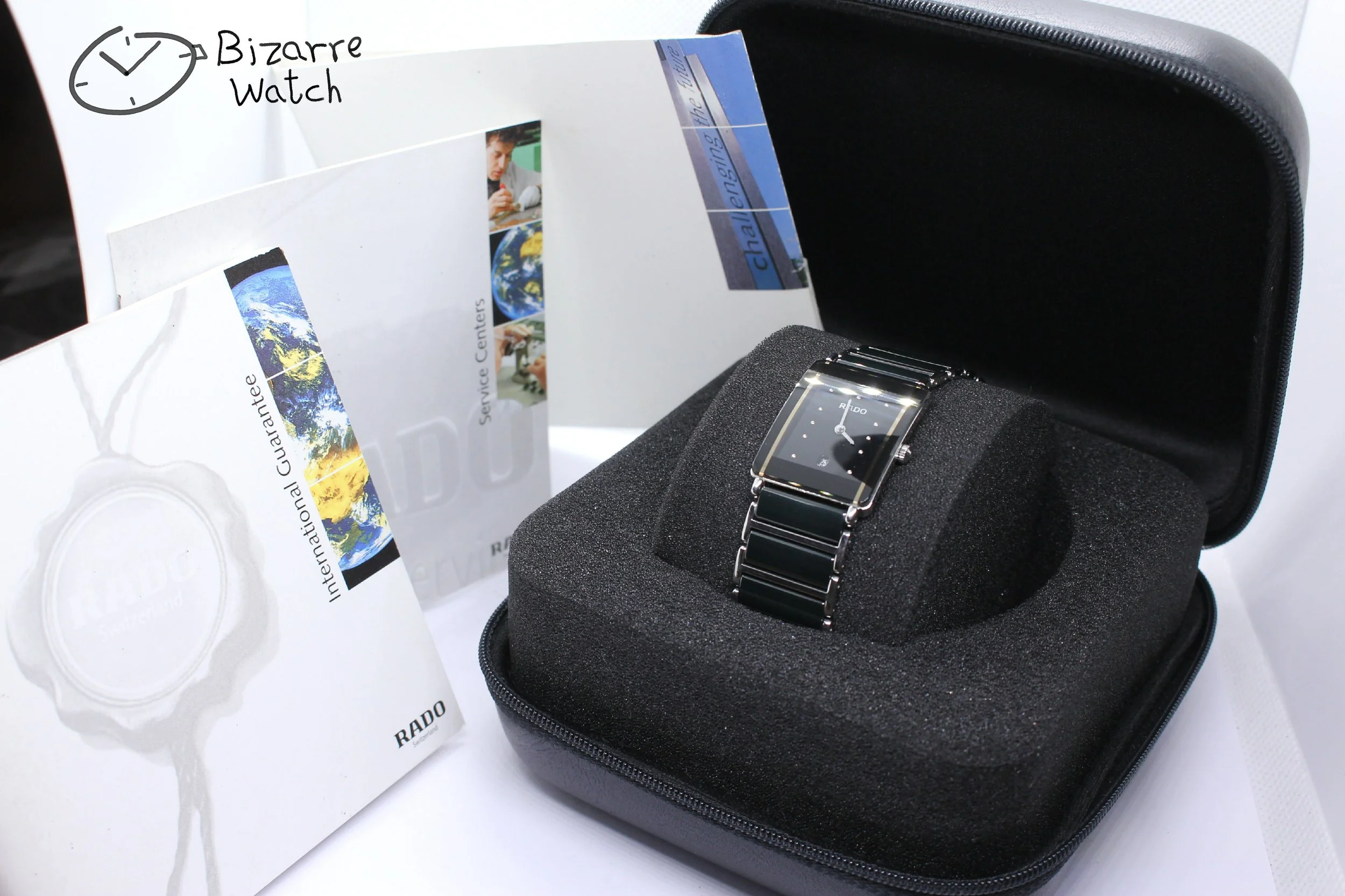 papers warranty guarantee box case Scratchproof Rado Black Ceramic Diastar Integral 160.0486.3 Watch men gents bizarre bizarrewatch