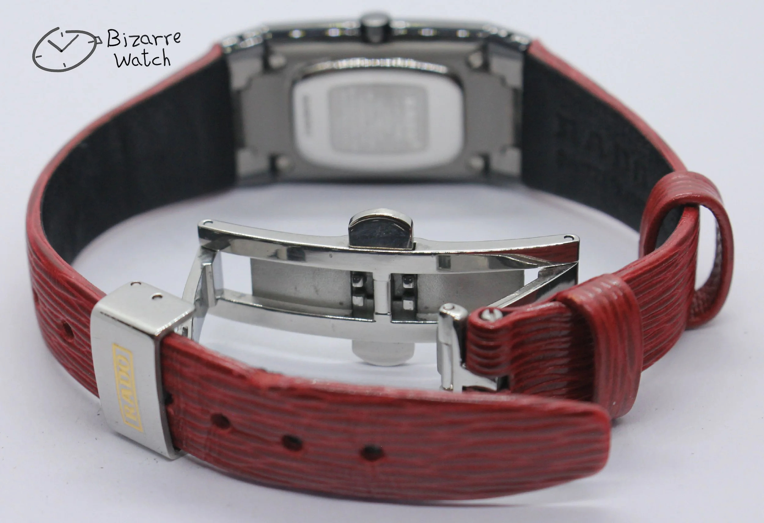 strap bracelet 08724H 08724 vintage nos New Old Stock Scratchproof Rado Ceramica Diastar 963.0350.3 Black Ceramic Red Strap Watch bizarre women ladies