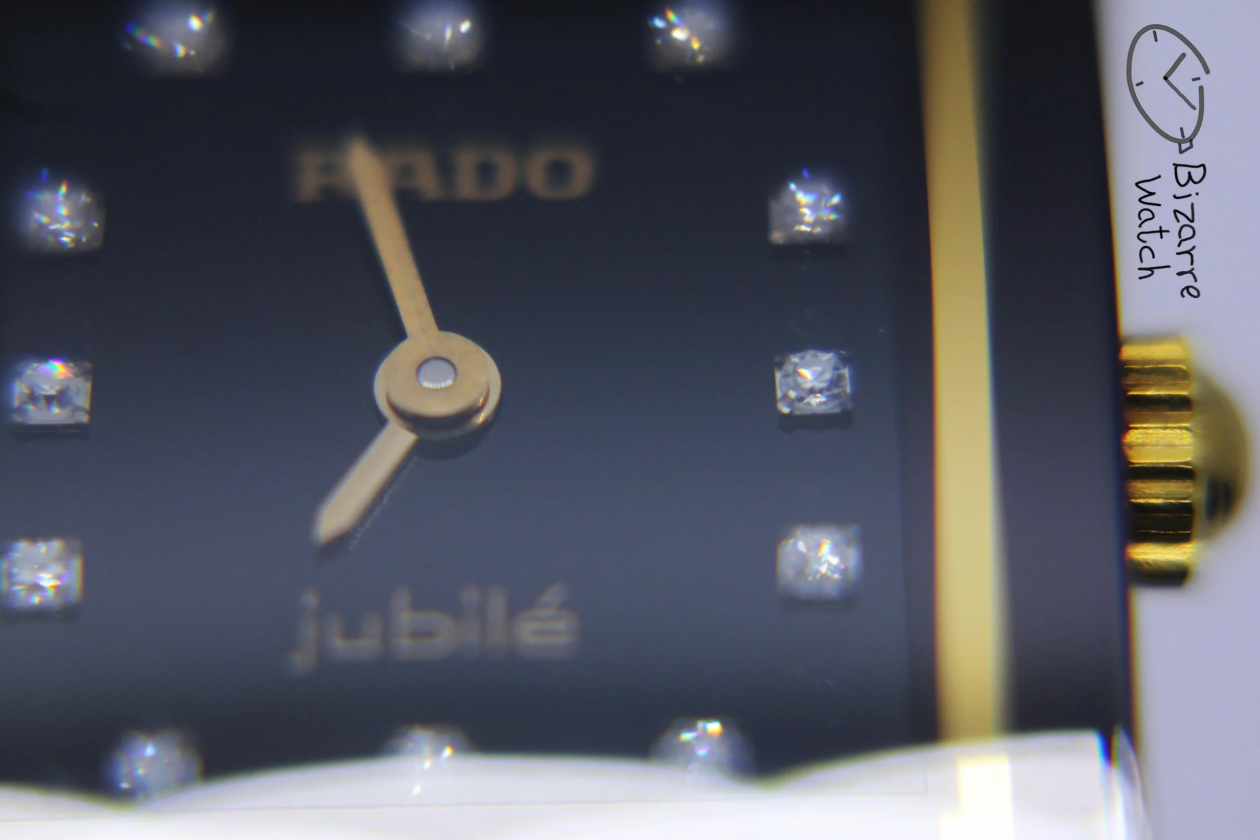 dial 073 hands logo vintage diamond Ladies Rado Jubilé Scratchproof Black Ceramic Diastar Integral 153.0383.3 Watch bizarre