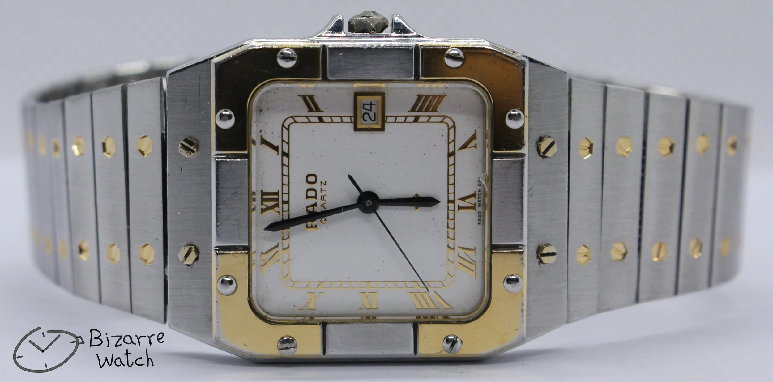cartier Vintage Rado 27mm De Santos Homage Goldplated White Dial 129.9001.4 Watch bizarre women men unisex ladies preowned used