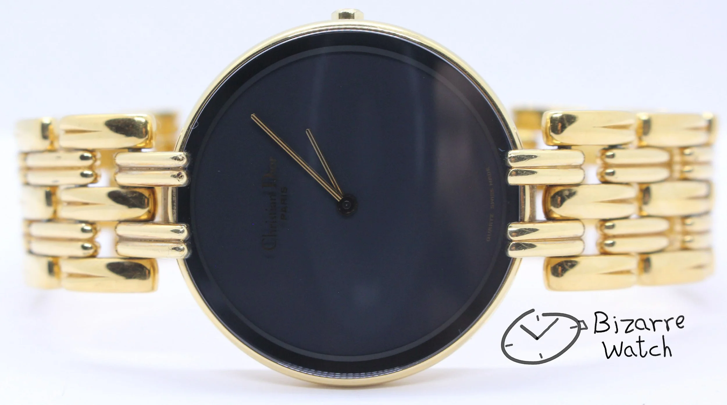 vintage electro gold plating Goldplated Curved Sapphire Christian Dior Bagheera D74.154.4 D74-154-4 Watch bizarre women men ladies