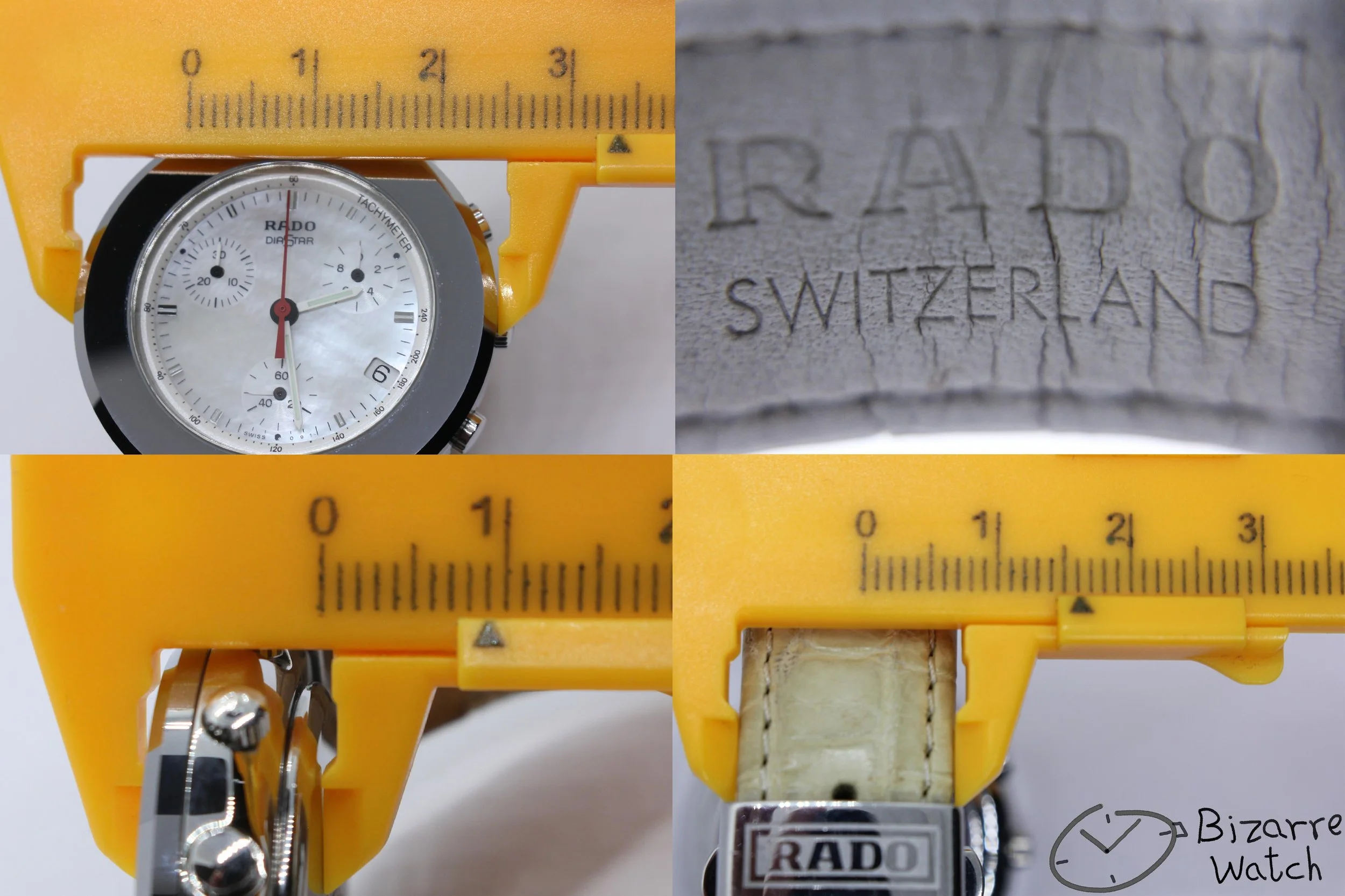 wrist size dimensions mother of pearl Rado Mini Diamaster Diastar 34mm Chronograph Tungsten Carbide Grape Colour Leather 538.0470.3 Watch men women unisex