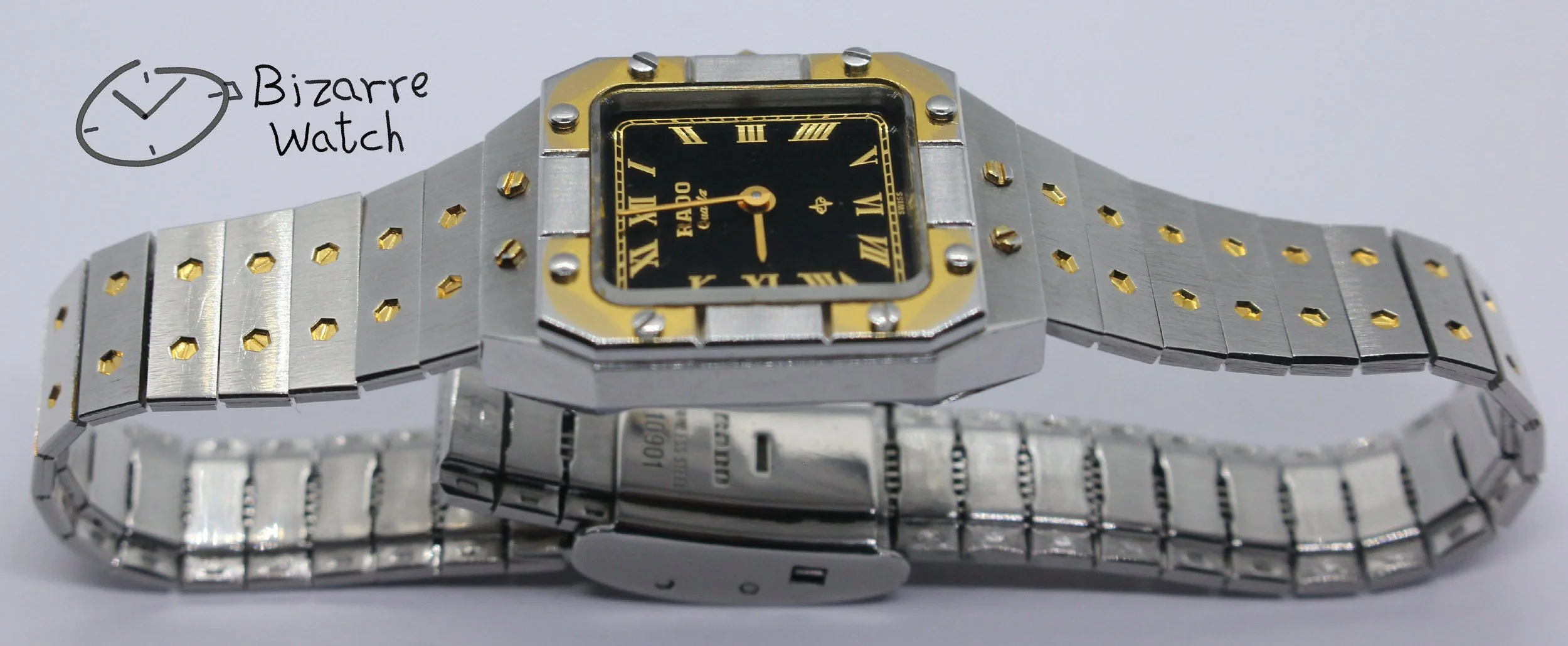 cartier Vintage Ladies Rado De Santos Homage 24mm Goldplated 133.9006.4 Black Dial Watch bizarre bizarrewatch