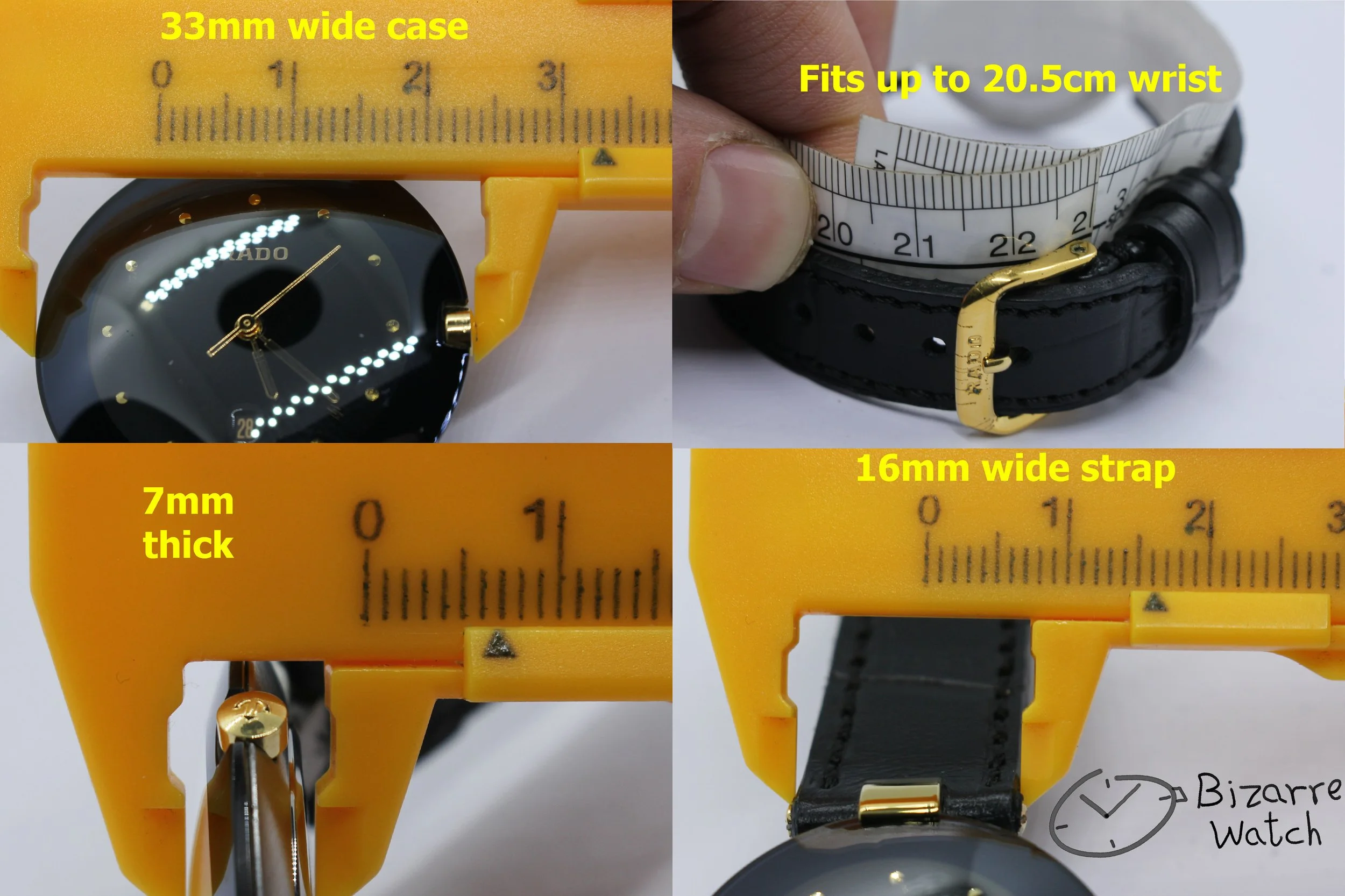 size dimensions wrist Vintage Rado La Coupole 129.4075.4 129.4075.4N Genuine Leather Long Strap Watch bizarre bizarrewatch women men unisex