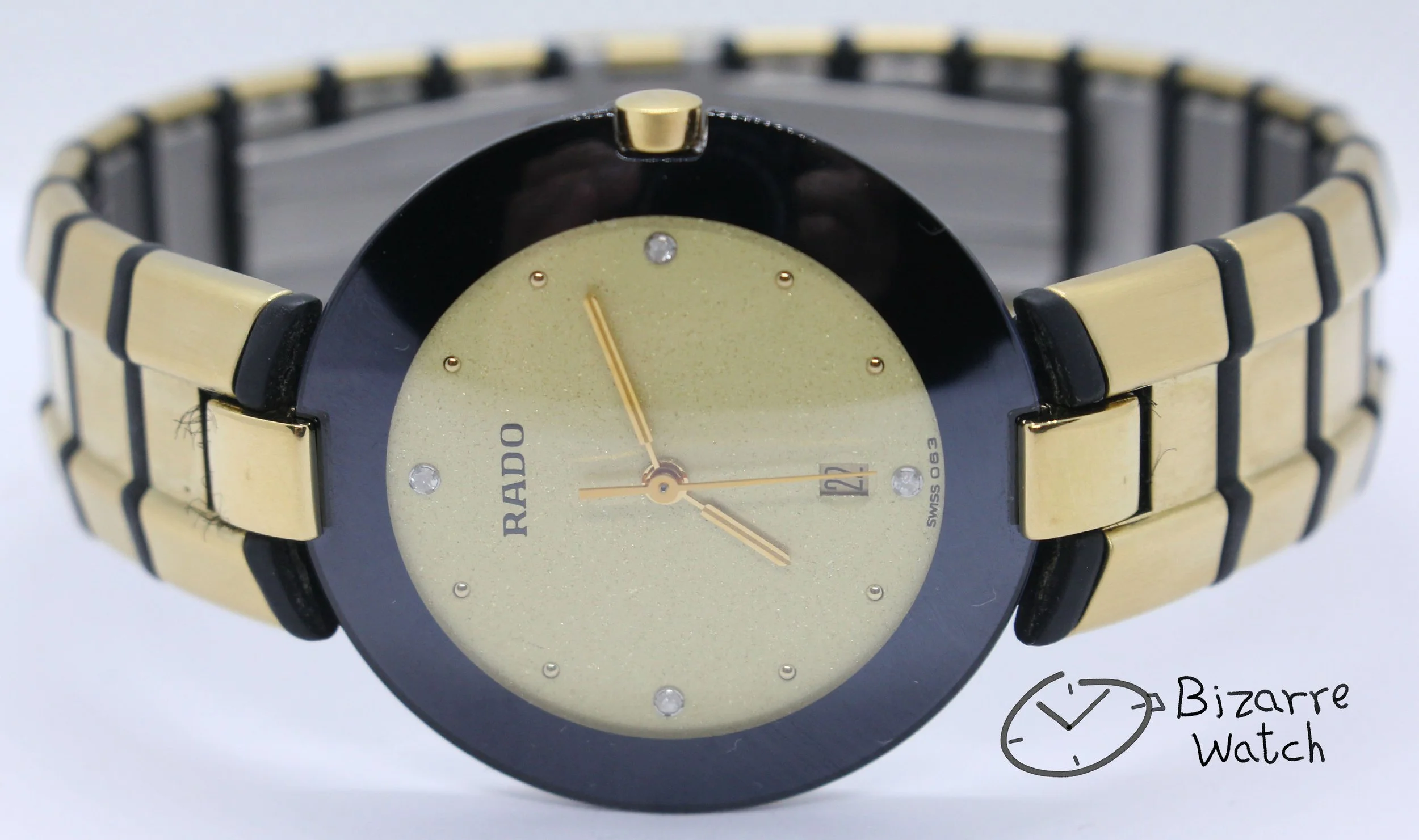 vintage RARE Rado La Coupole 129.4075.4 gold plated goldplated Steel Rubber Bracelet Watch men women unisex bizarre