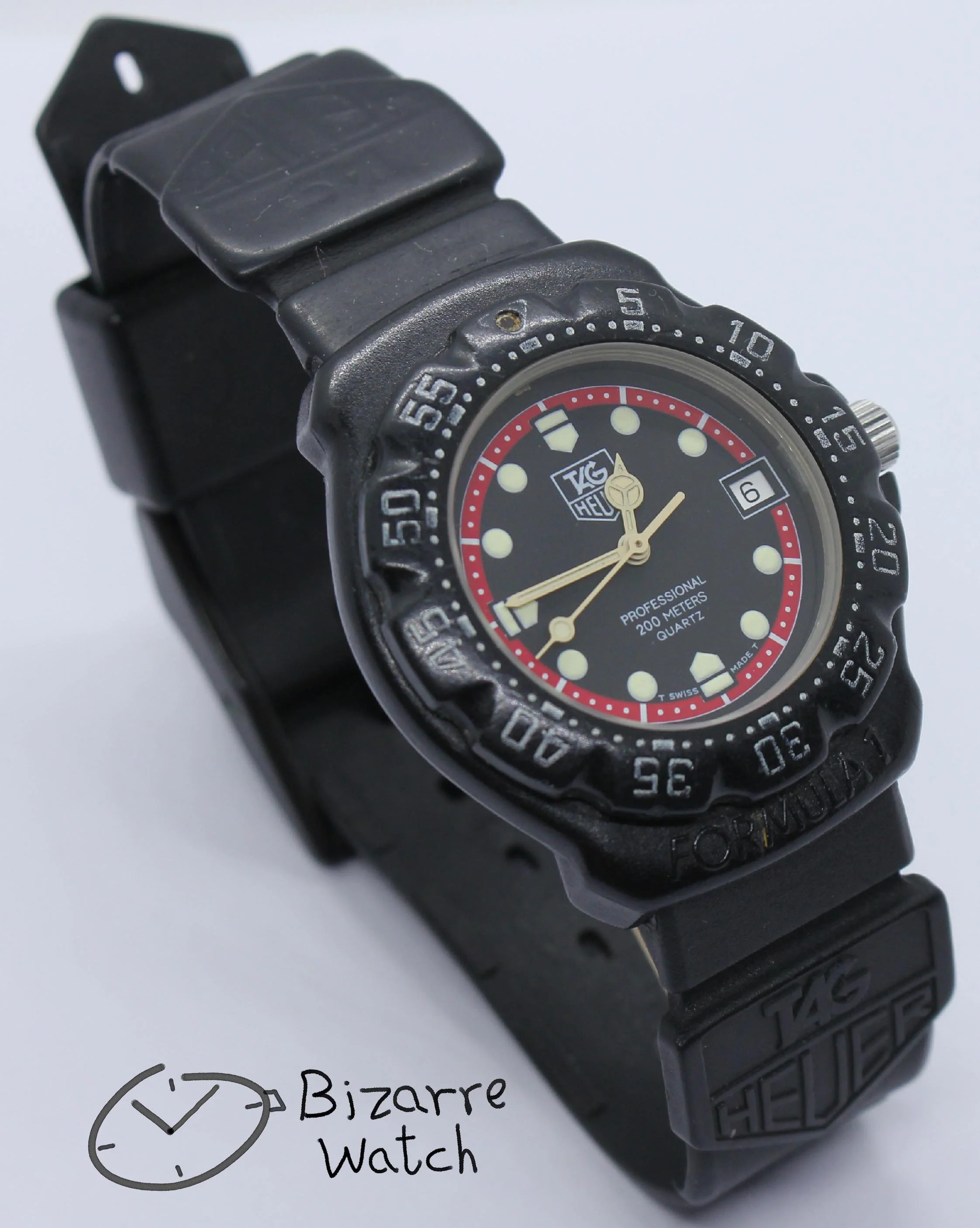 caseback vintage TAG HEUER Formula 1 200M All Black With Date 383.513 383.513/1 Watch men unisex rubber