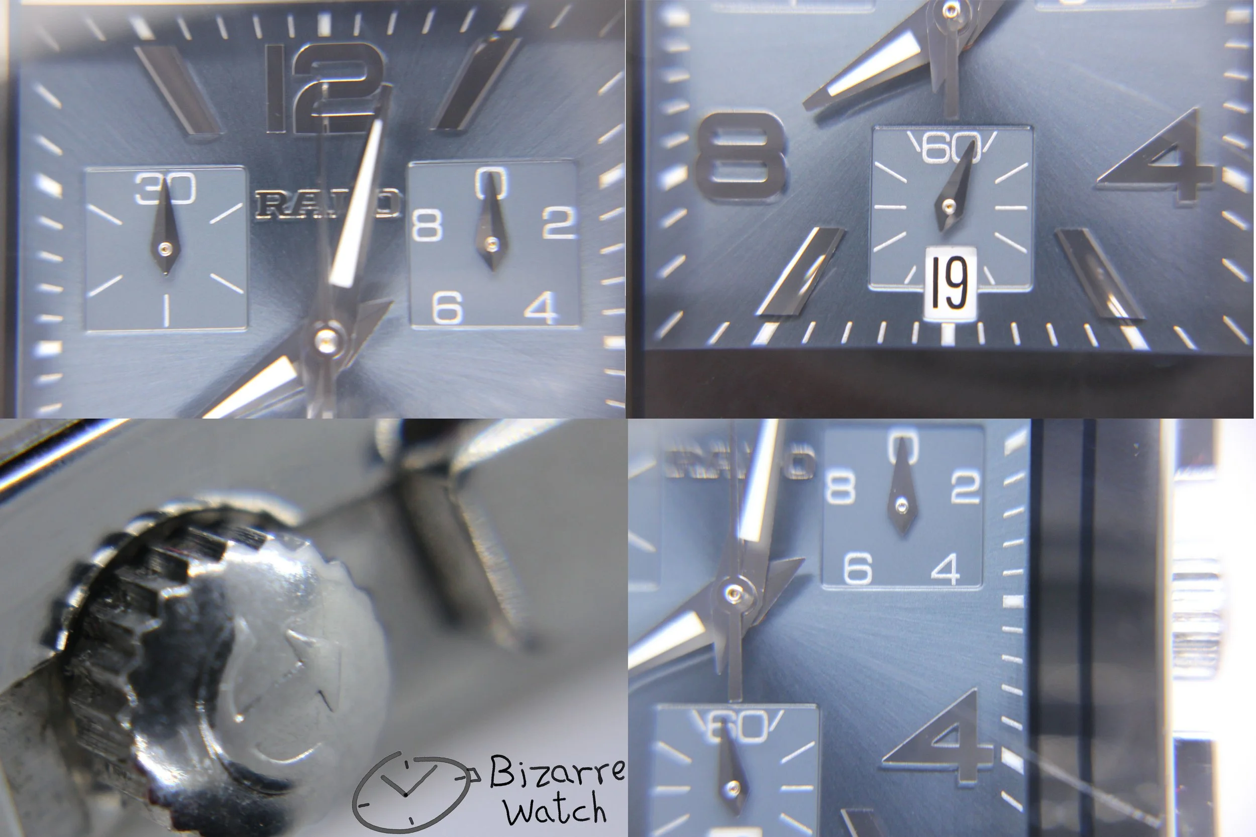 dial 020 hands logo crown Rado Diastar Chronograph Integral 538.0591.3 Ceramic blue silver Watch Titanium men unisex women