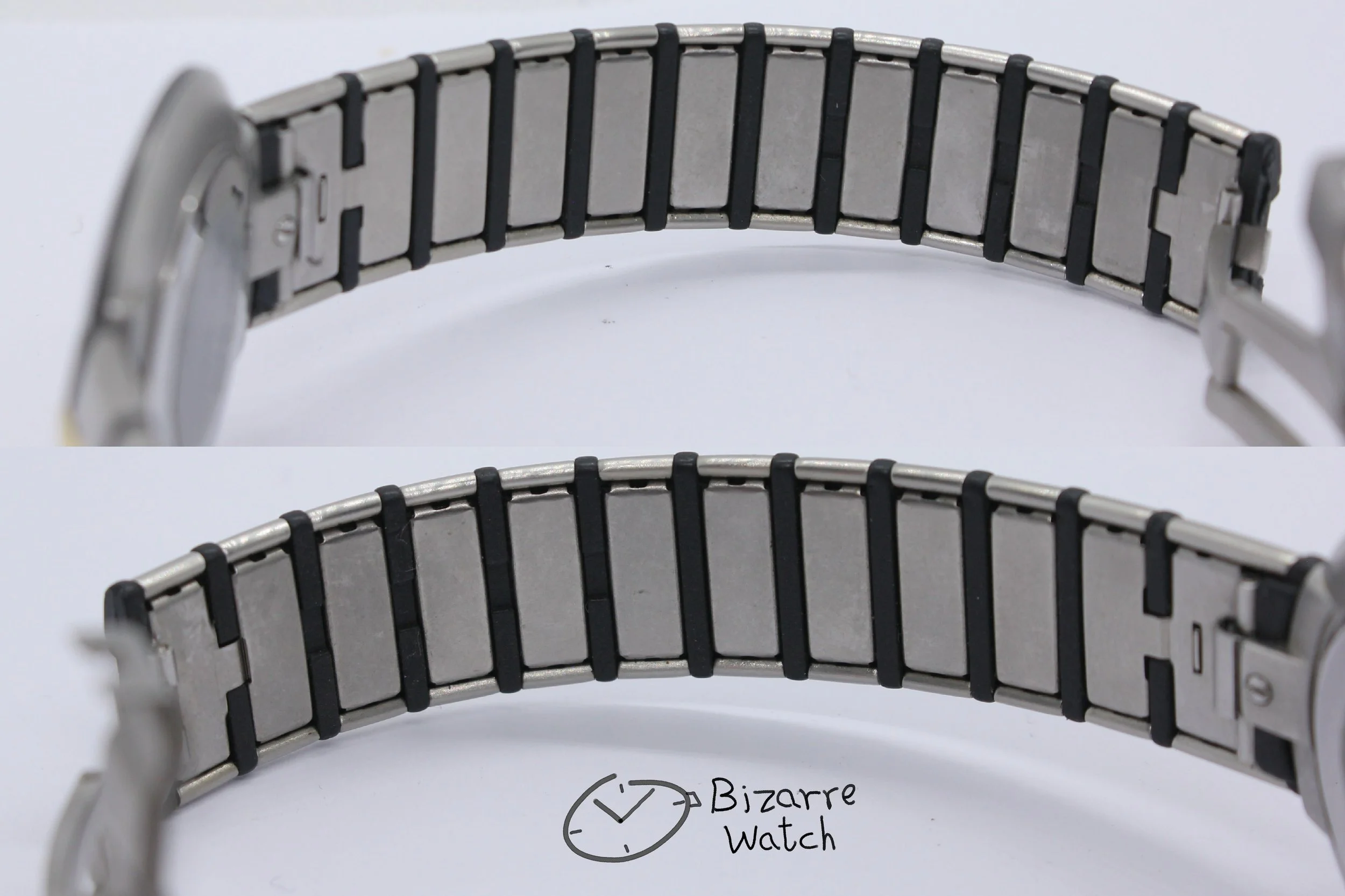 clasp 03600 vintage RARE Rado La Coupole 129.4075.4 Stainless Steel Rubber Bracelet Watch men women unisex bizarre