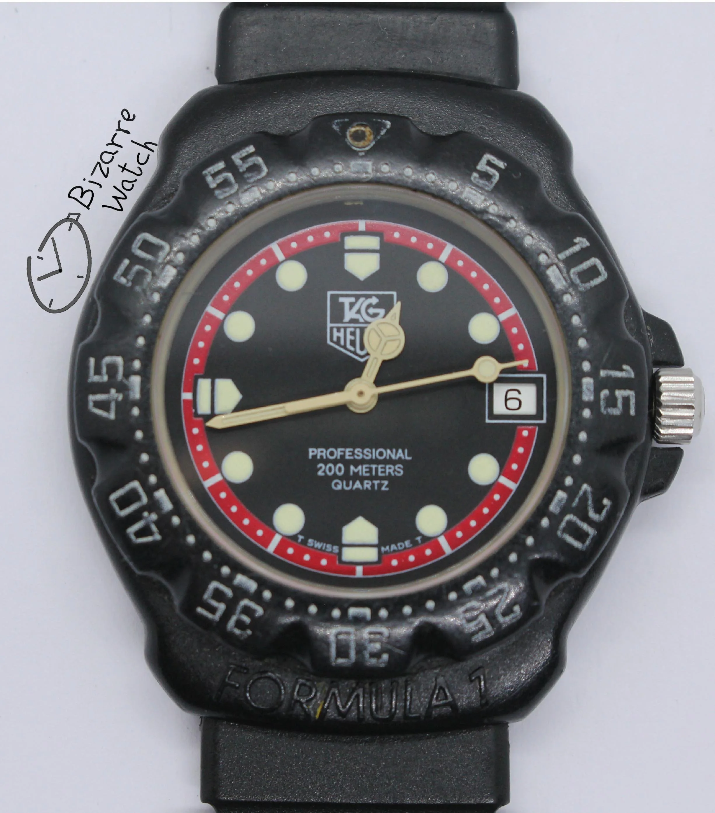 caseback vintage TAG HEUER Formula 1 200M All Black With Date 383.513 383.513/1 Watch men unisex rubber