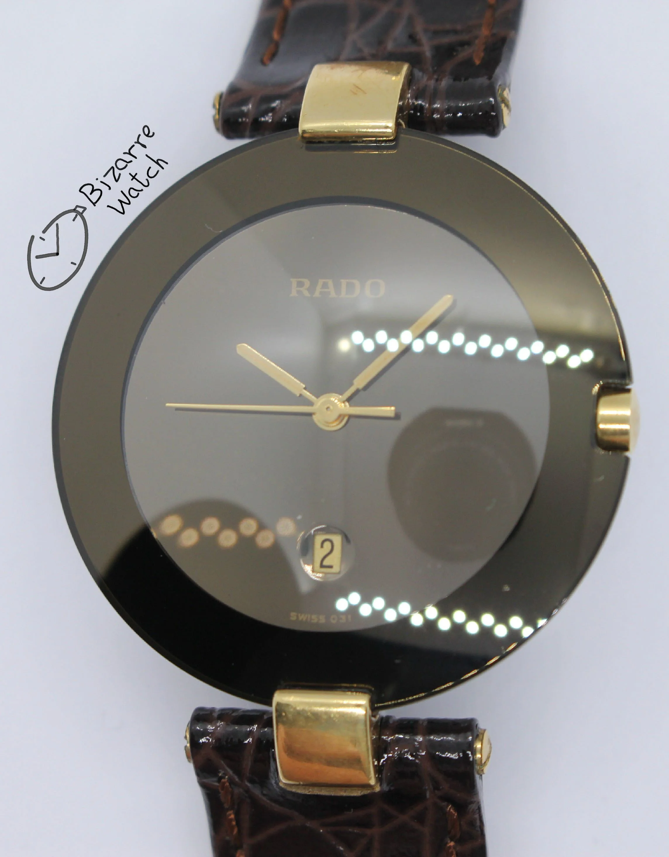 vintage Rado La Coupole 129.3575.4 129.3575.4N 129.4075.4 33mm Domed Brown Sapphire Leather Strap Watch mirror bizarre ladies women men unisex