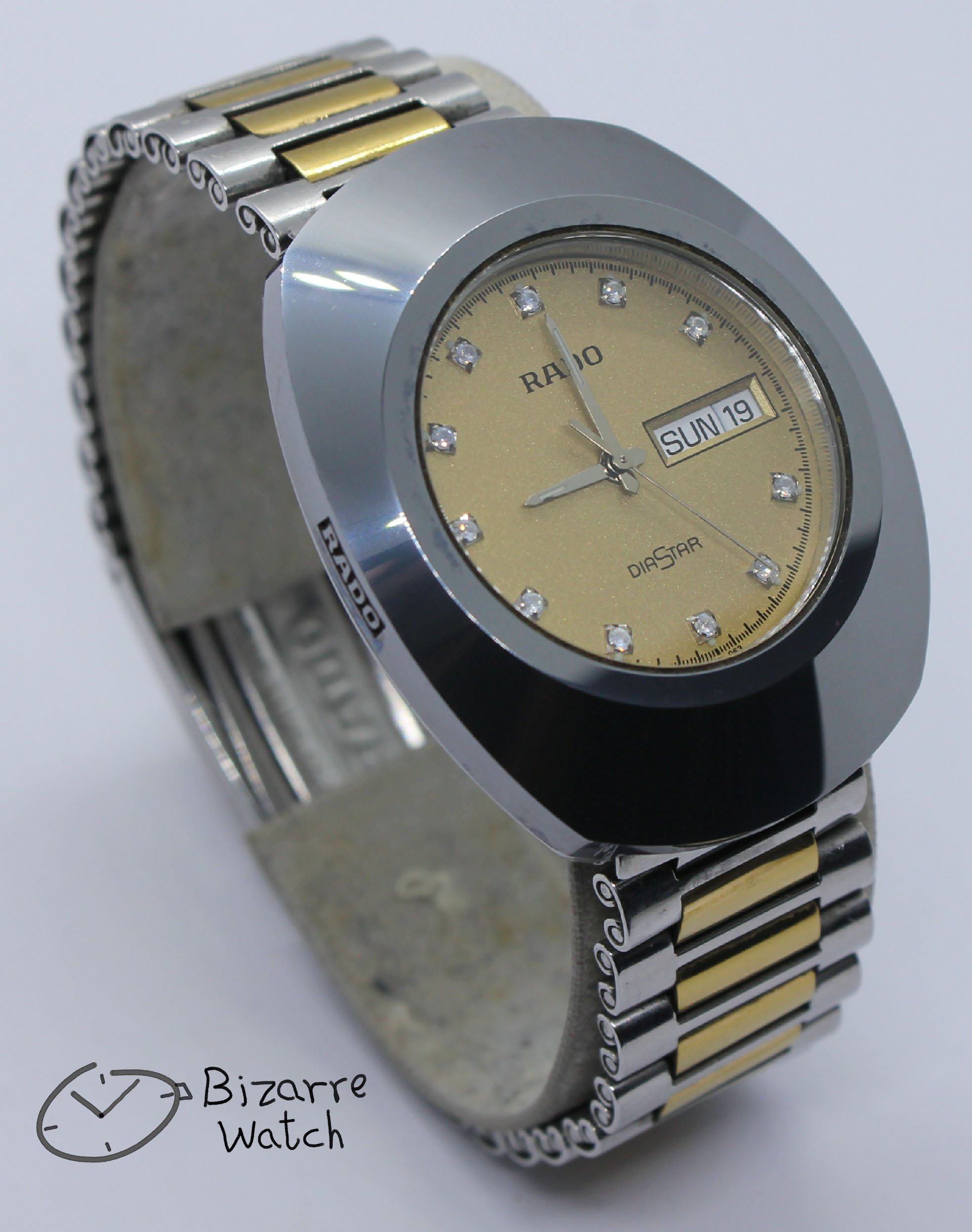 RADO diamond diamonds The Original Diastar Scratchproof 114.0391.3 Day Date 36mm Goldplated Watch men women unisex bizarre yellow