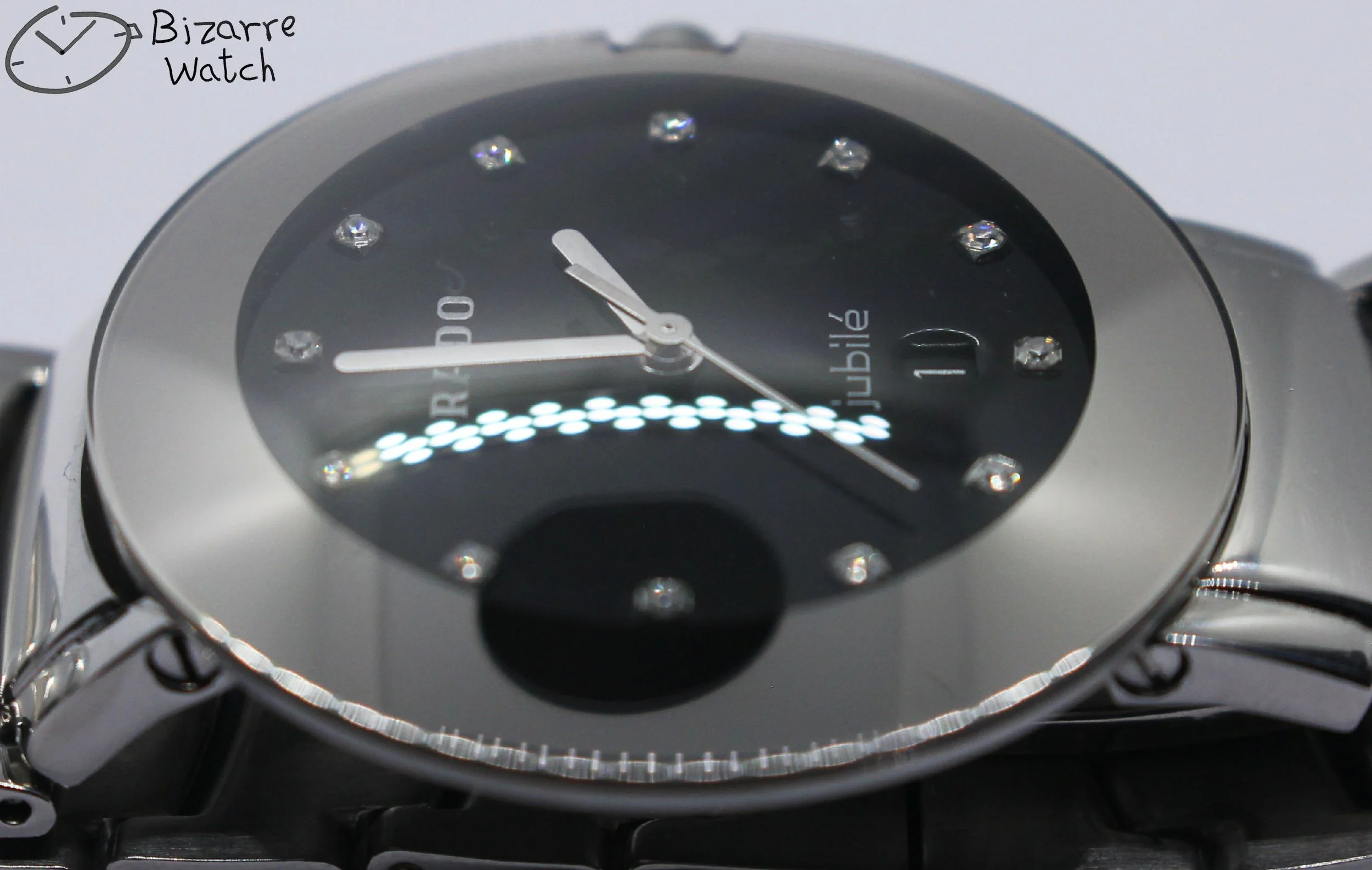 polarised polarized lens view jubile jubilee Jubilé vintage diamonds 129.0531.3 RADO Coupole 129.0531.3 Domed Sapphire Black 33mm Stainless Steel Watch bizarre men women unisex