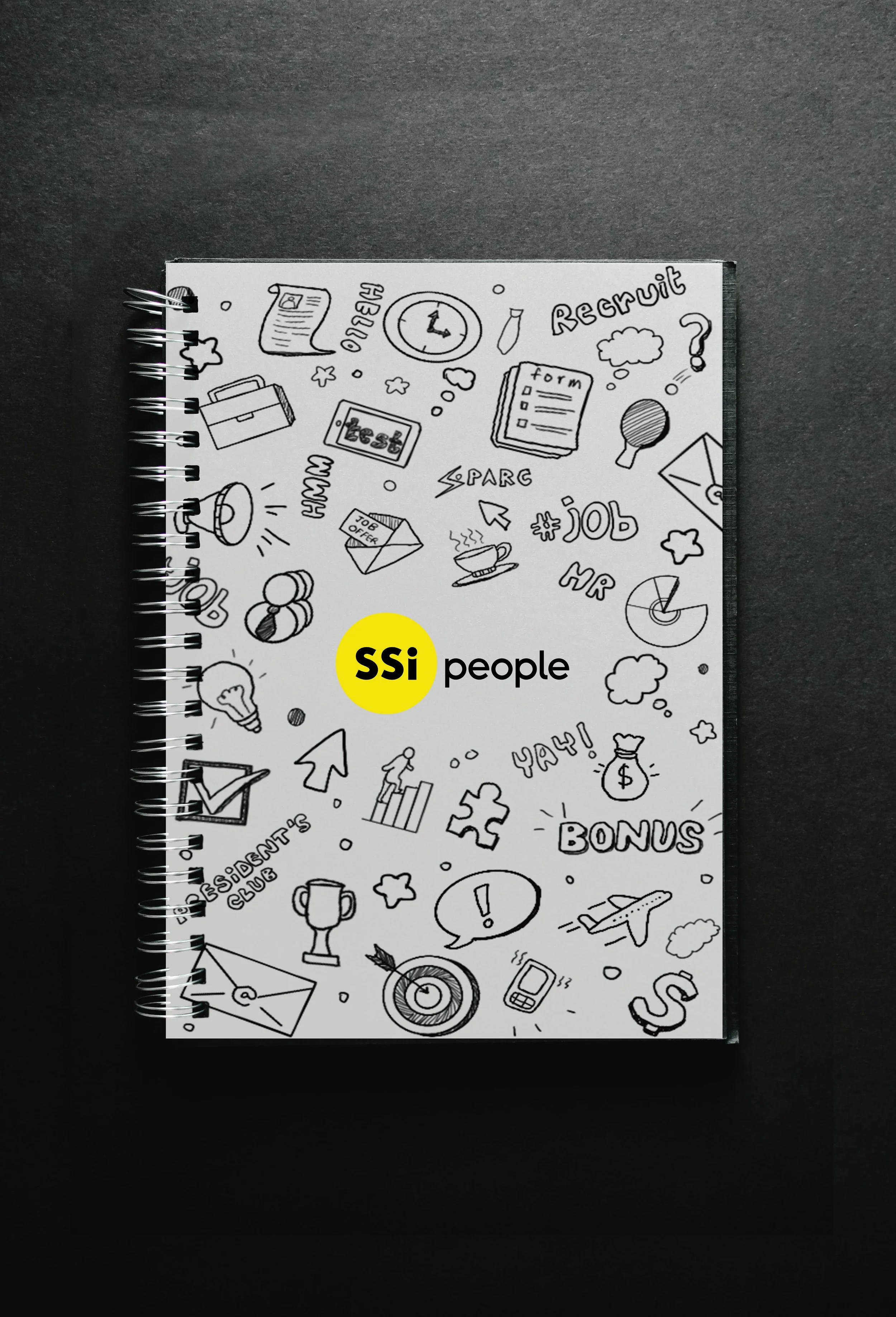 SSI notepad filled with recruitment doodles
