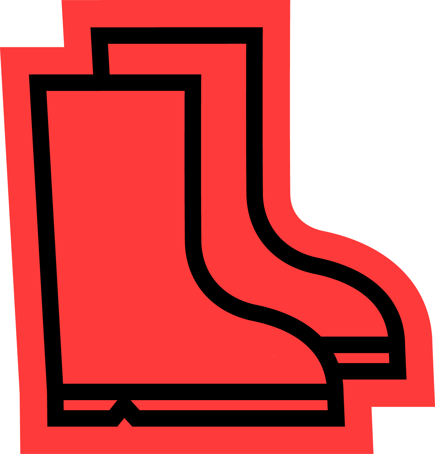 Rood neon icoontje van laarzen
