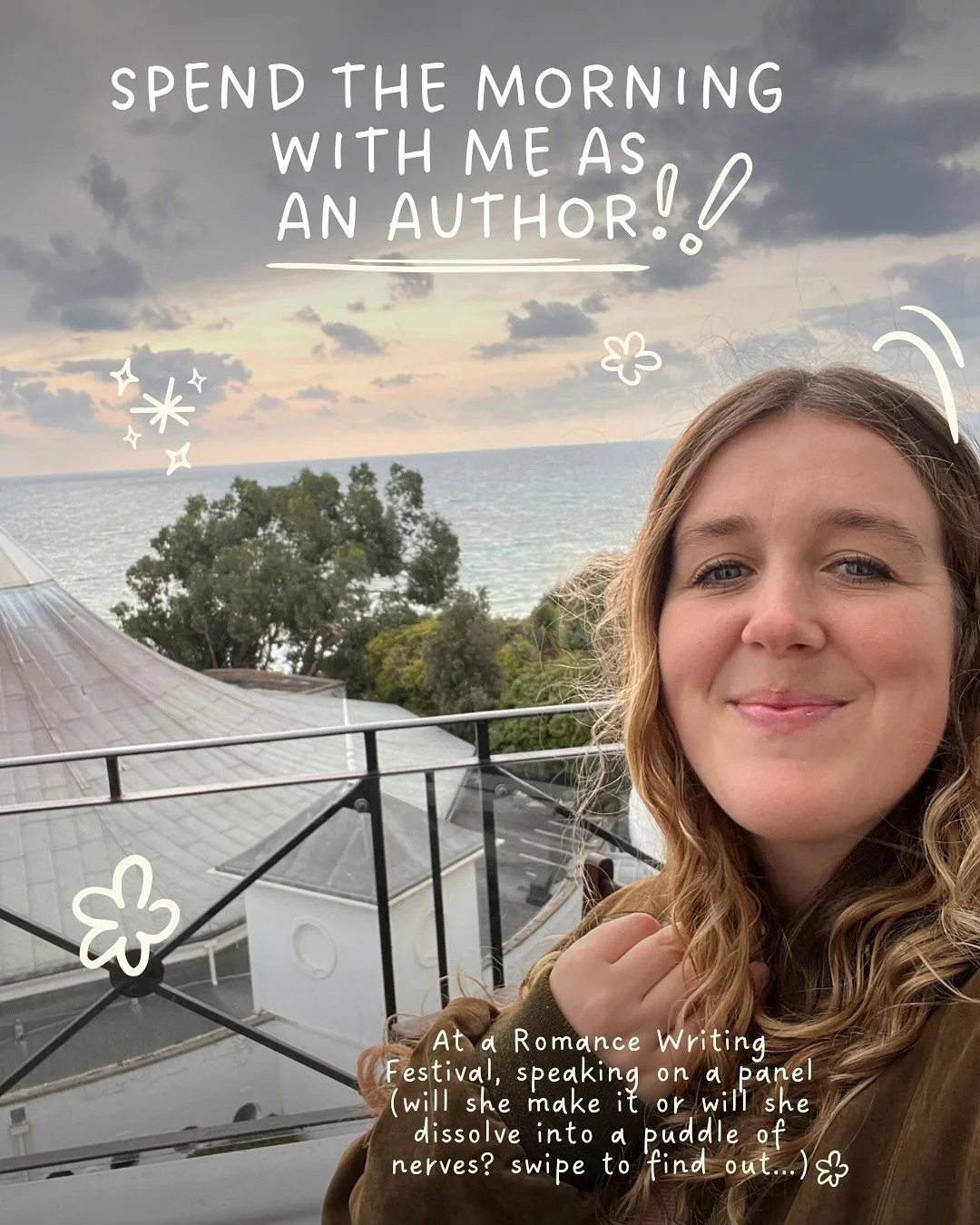 Day 20/30 of posting until social media no longer makes me anxious. Back to the Scrapbook series!! Episode 2: spend the morning with me @romancewritingfestival in Bournemouth 💖

So grateful to them for having me, and to anyone else out there who str
