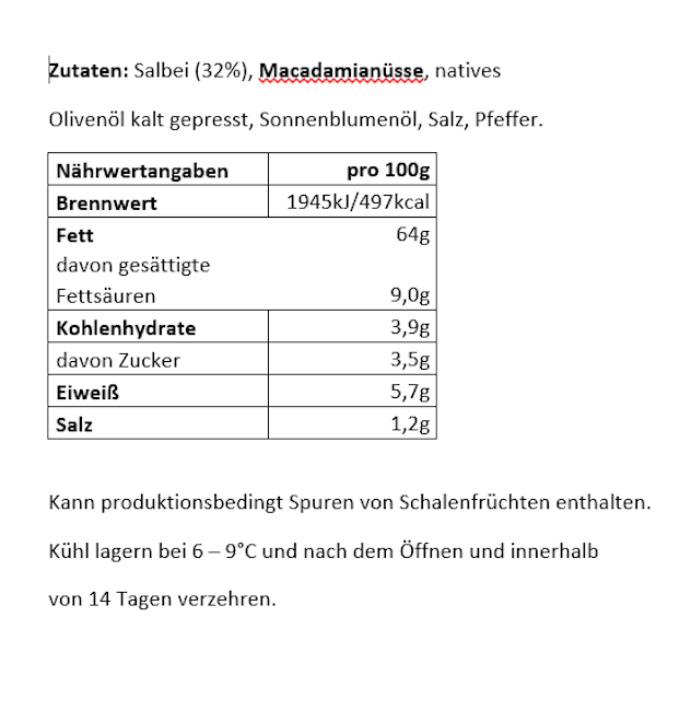 Salbei - Macadamiapesto Inhalt und Nährwert.png