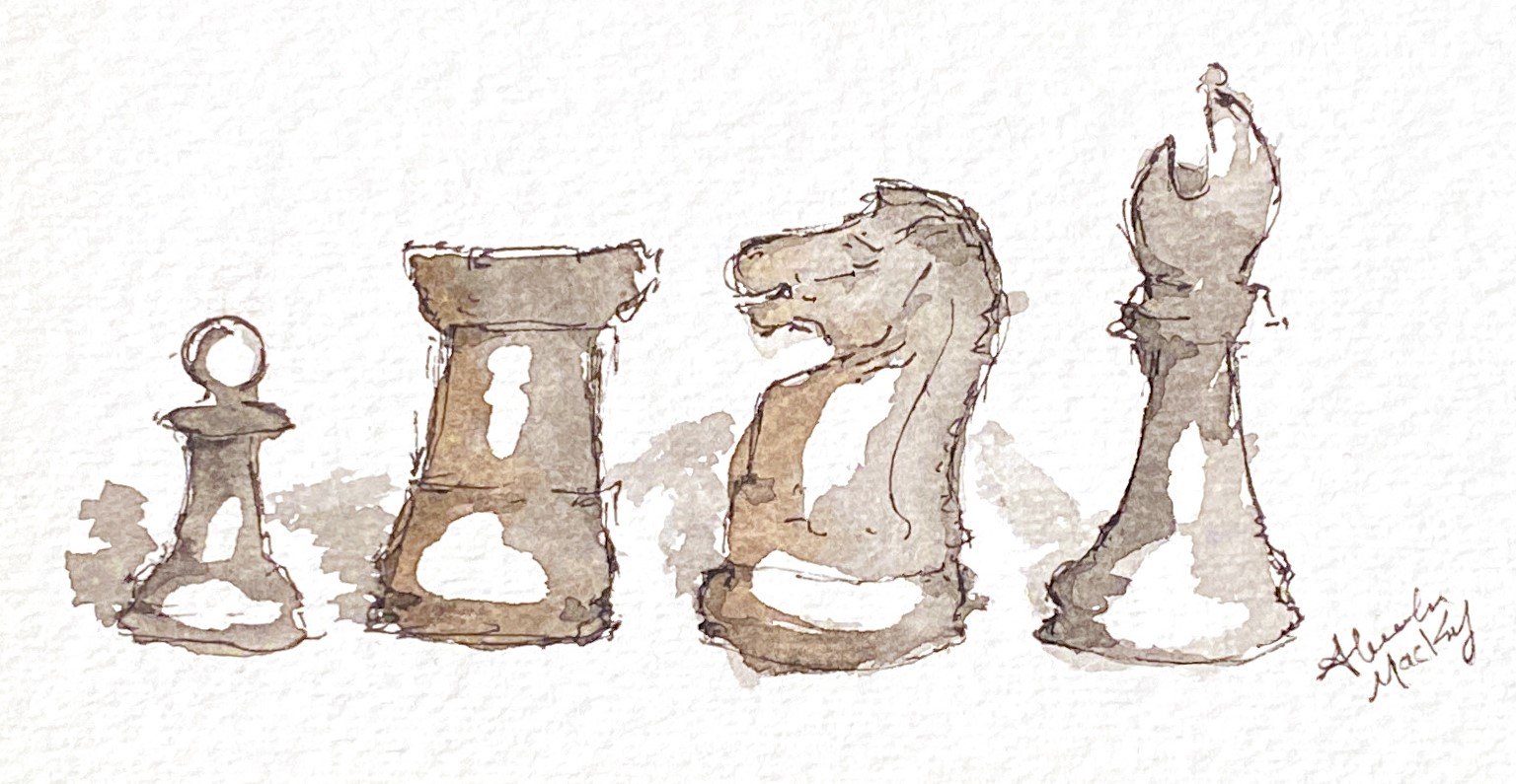 Iain's chess pieces (2021) | 2.5 x 5"