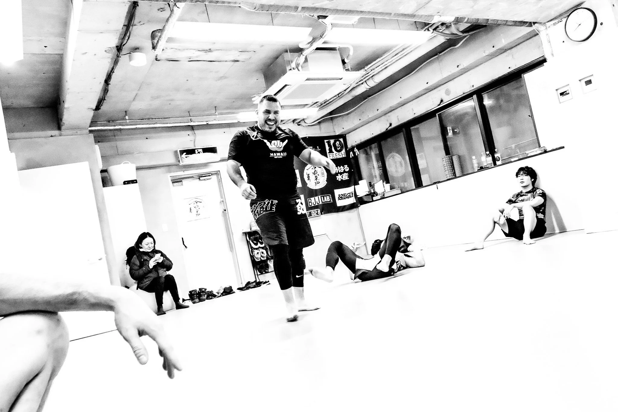 Students training during a jiu-jitsu class at Imanari Jiu-Jitsu in Tokyo, Japan