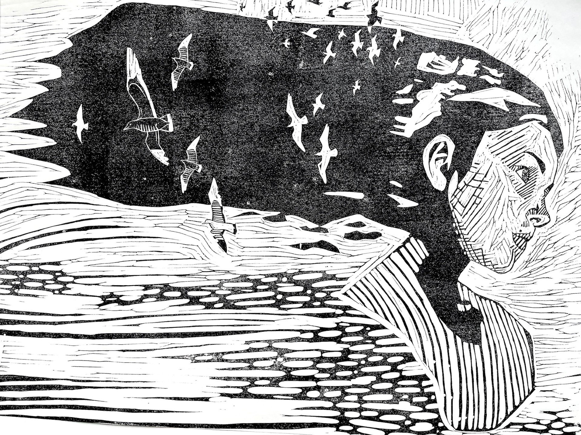 Aine Clarke won a gold key for her print "fly"